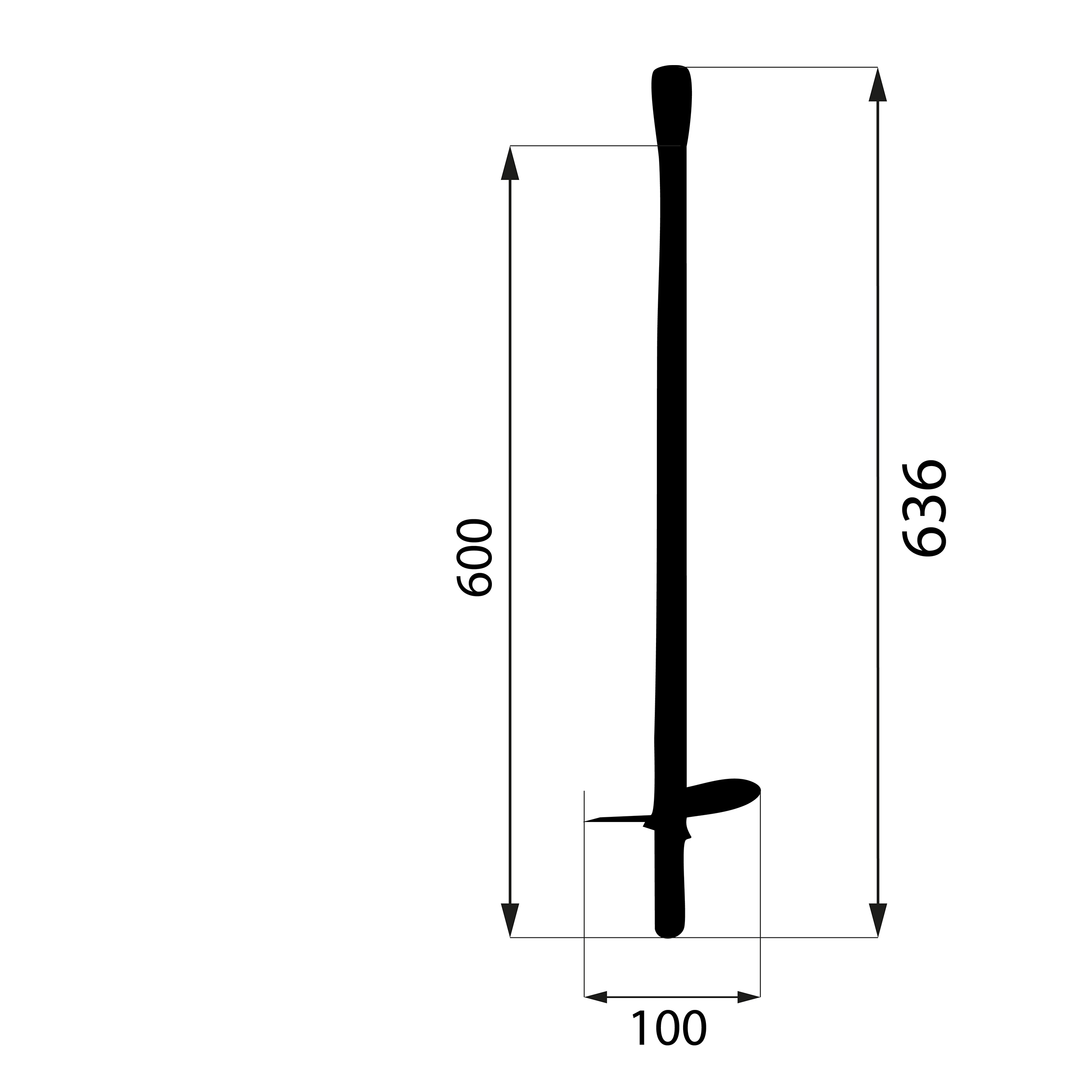 Kotwa podstawa wkręcana do gruntu z nakrętką sześciokątną - PWT | 100x600 | M12