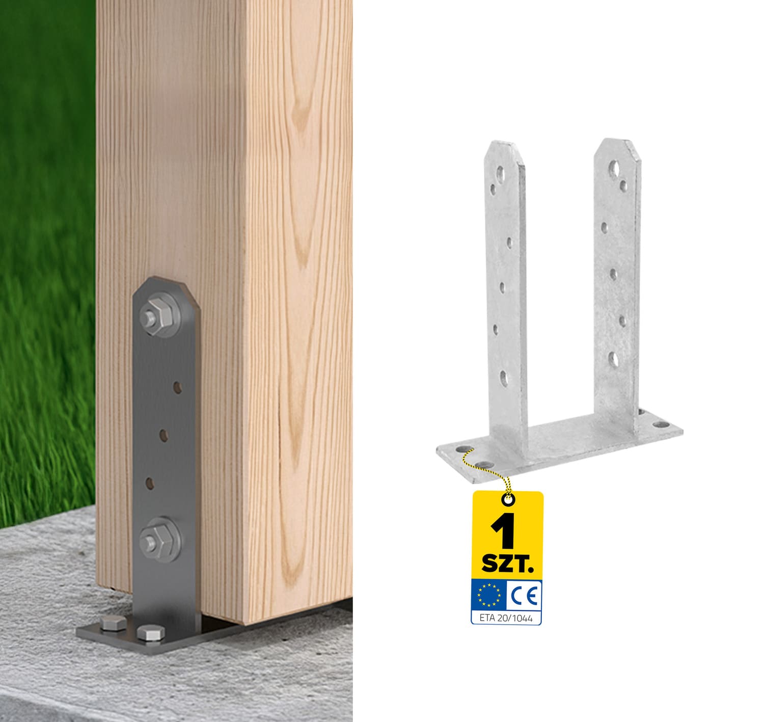 Pfostenträger zum aufdübeln U-Form Pfostenanker Typ TT - PST | 75 x 200 mm | feuerverzinkt Säulenfuß, Betonwandanker, Typ U PST, 75x200 mm.