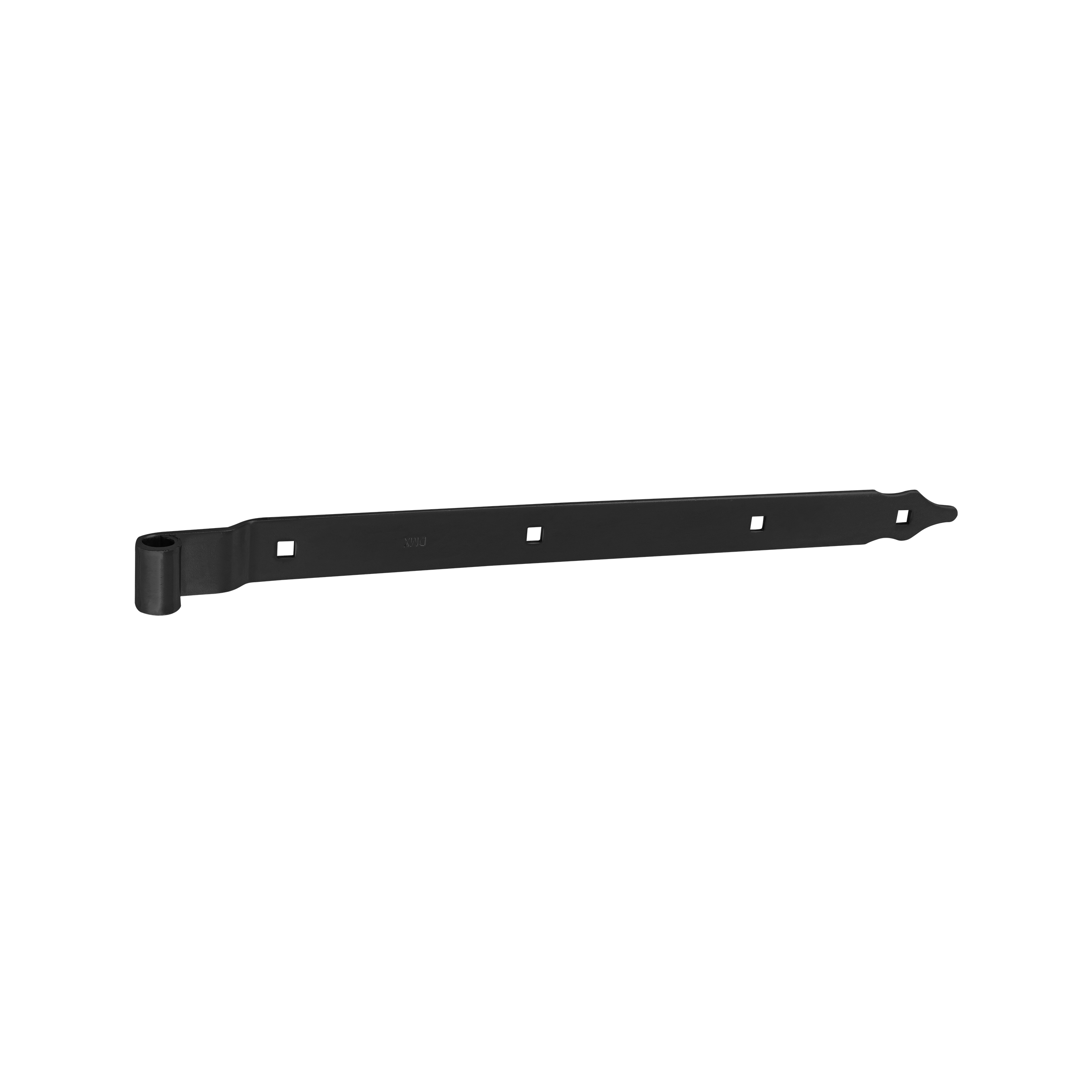 Gekröpftes Ladenband für Tore - ZPK | schwarz | 500 mm | fi 13 mm Versetztes Bandscharnier für ZPK-Tore, schwarz, 500 mm, Durchmesser 13 mm, 500 x 11 x 35 x 4,0 mm, S235-Baustahl.