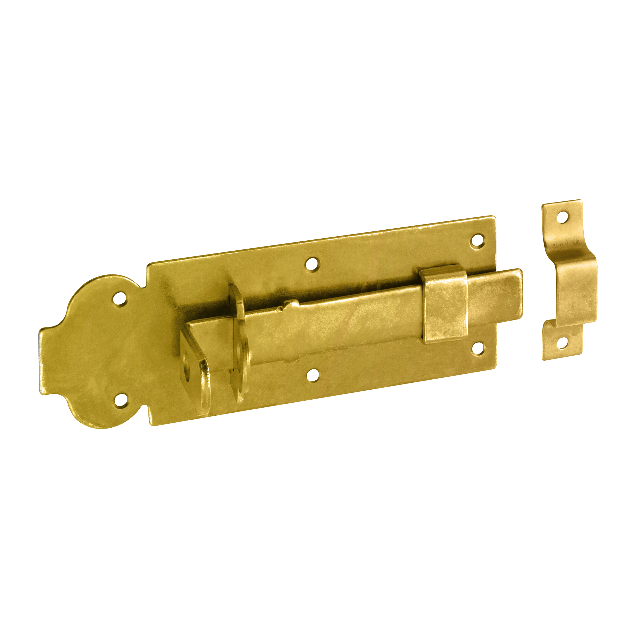 Abschließbarer Schlossriegel mit geradem Riegel für Gartentore - WZP | verzinkt | 65 mm Vorhängeschlossverschluss mit geradem Riegel für WZP-Tore, Gold, 180 mm, 180x65x6,0 mm, Baustahl DC01 2.