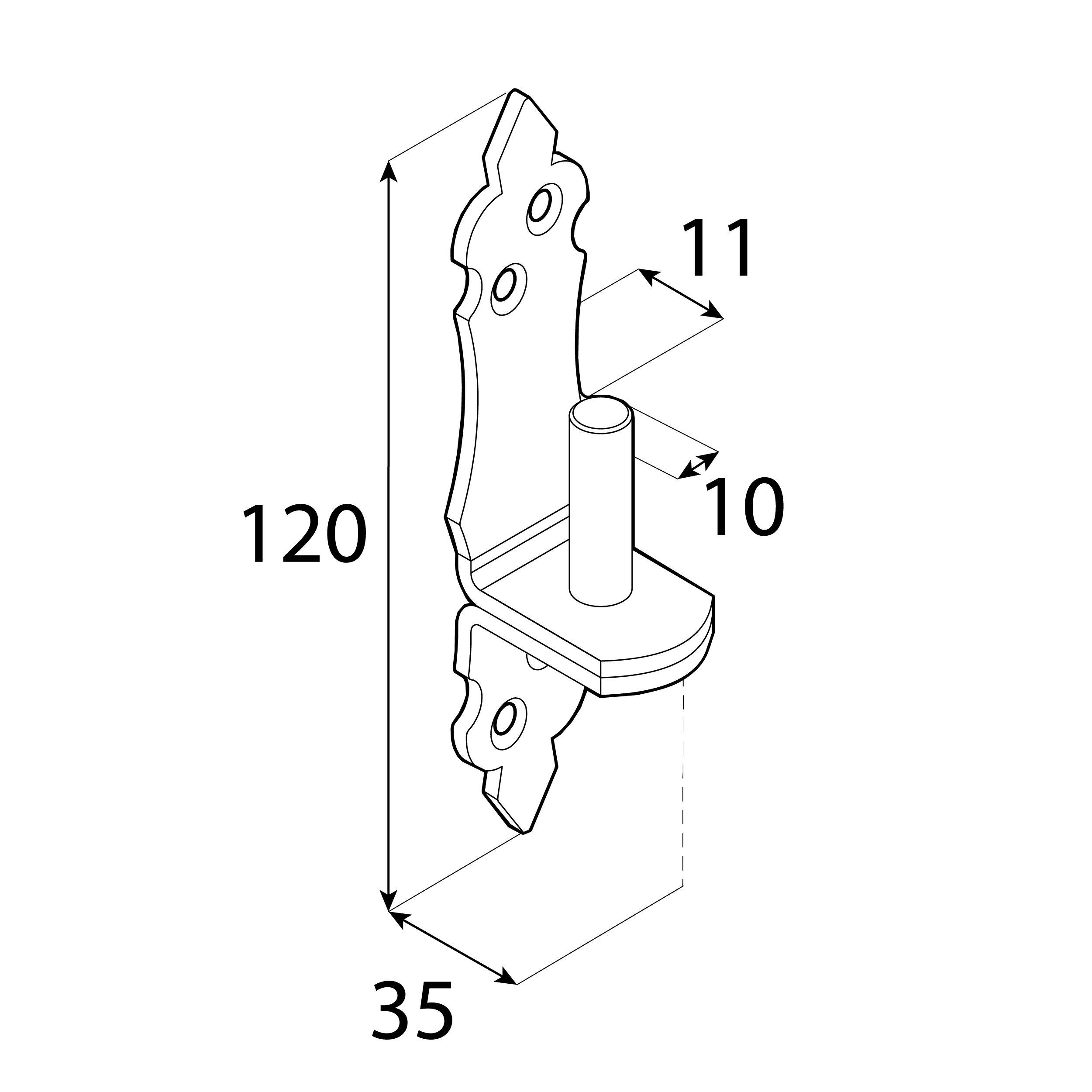 Uchwyt czopowy ozdobny do zawiasów bramowych - UCO 10/11 | 35 mm | Złoty | 10 mm Uchwyt czopowy ozdobny do zawiasów bramowych - UCO 10/11 | 35 mm | Złoty | 10 mm