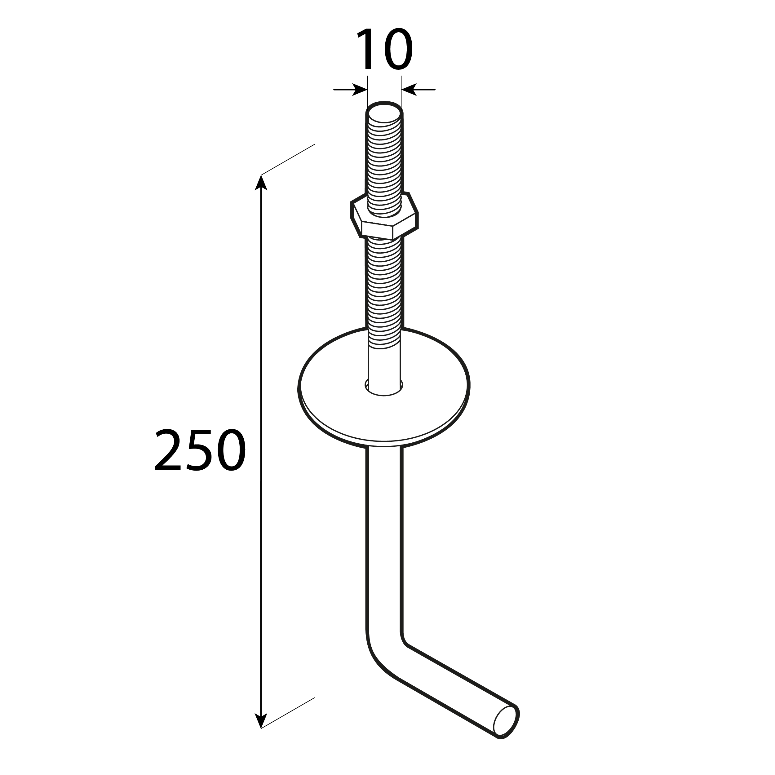 Schwellenhalter Mauerlattenanker Sparrenanker Bauanker geölt - SK 250 | 250 mm Bauanker für Wandpaneele SK 250, 250 mm, Baustahl S235.