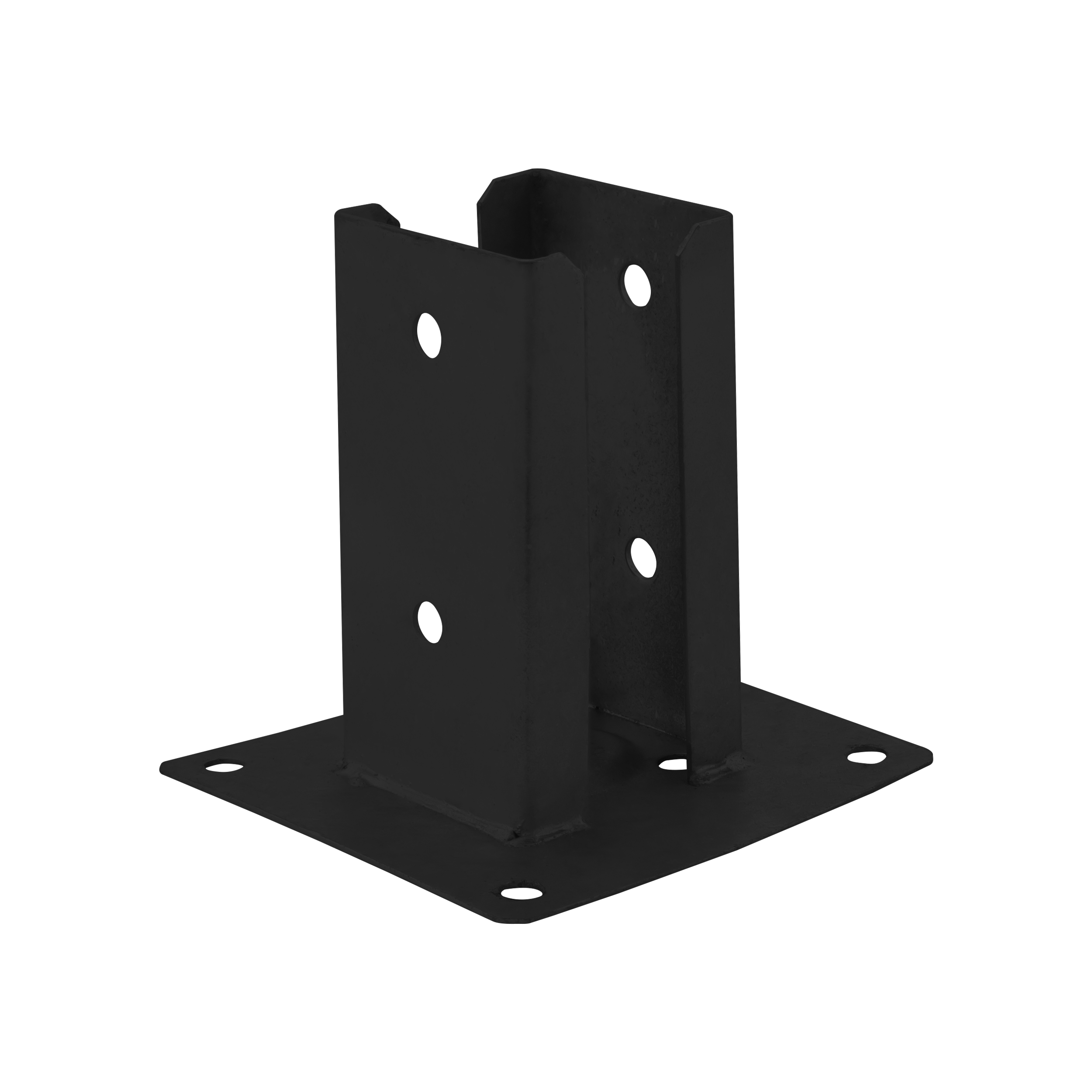 Pfostenträger zum aufdübeln Aufschraubhülse doppelt mit rechteckiger Grundplatte - PSPD | 70 mm | Schwarz Säulenfuß-Doppelschraubanker mit rechteckiger Basis PSPD, 70 mm, schwarz, 71x150x2,0 mm.