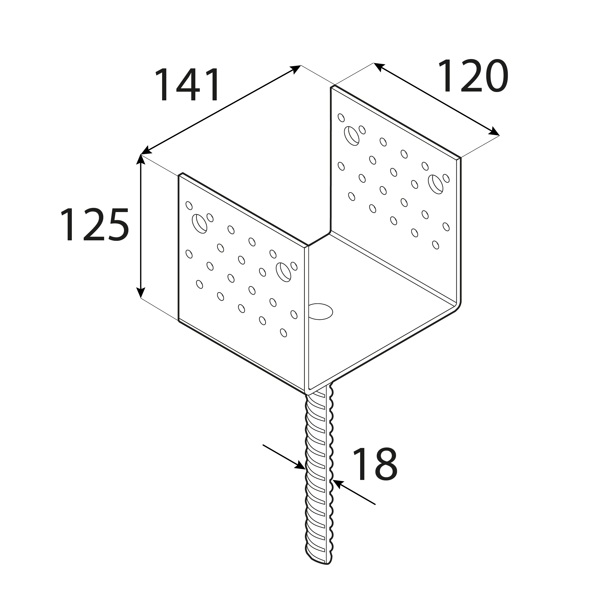 Podstawa słupa kotwa typ U szeroka wielopunktowa - PSS | 140 mm Podstawa słupa kotwa typ U szeroka wielopunktowa - PSS | 140 mm