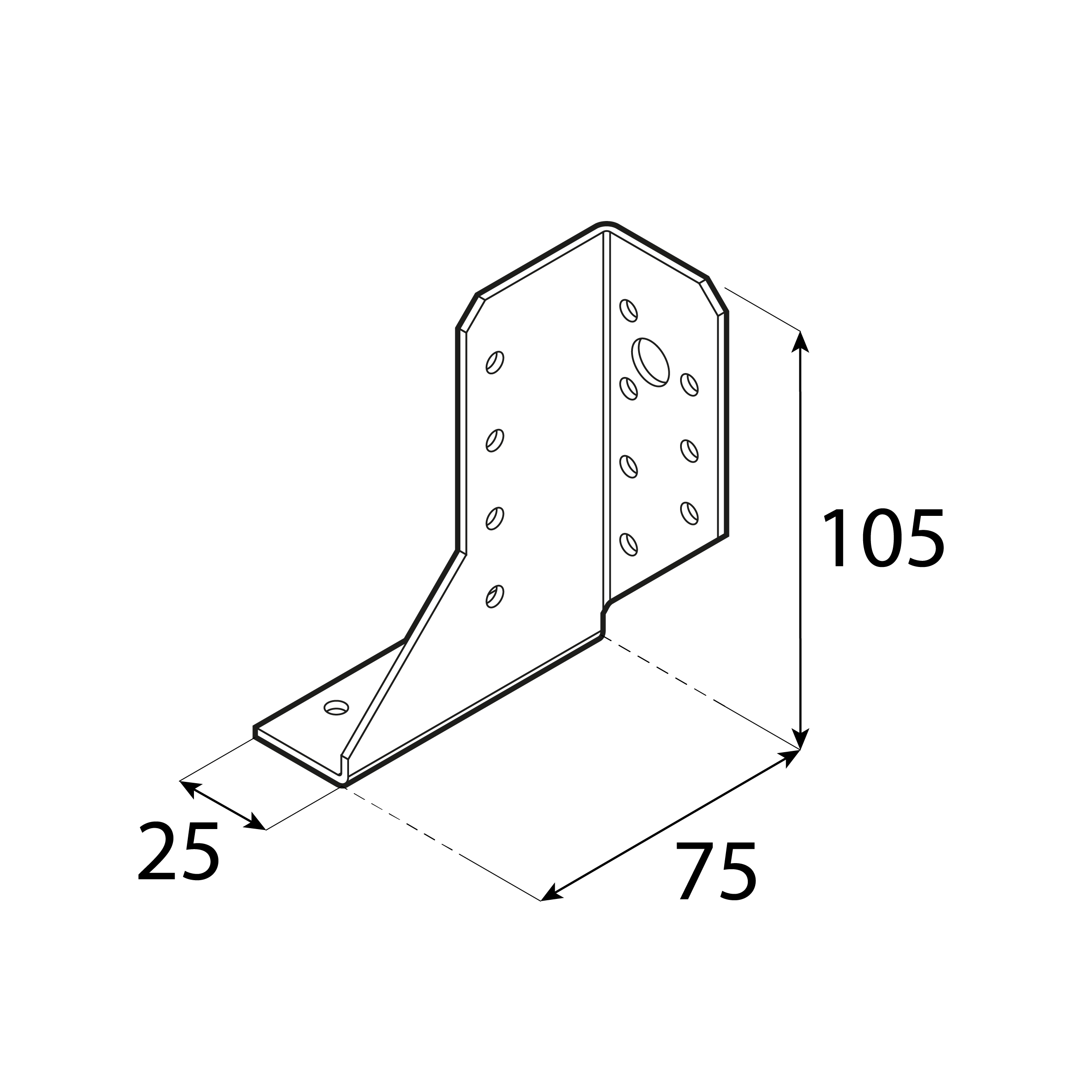 Balkenschuh geteilt rechts Balkenträger zweiteilig Trägerschuh - WBD 105 P | 25x105x75 mm | feuerverzinkt Geteilter Trägerhalter, rechts WBD 105 P, 25x105x75 mm, silber, DX51D-Baustahl, Schuss 1.