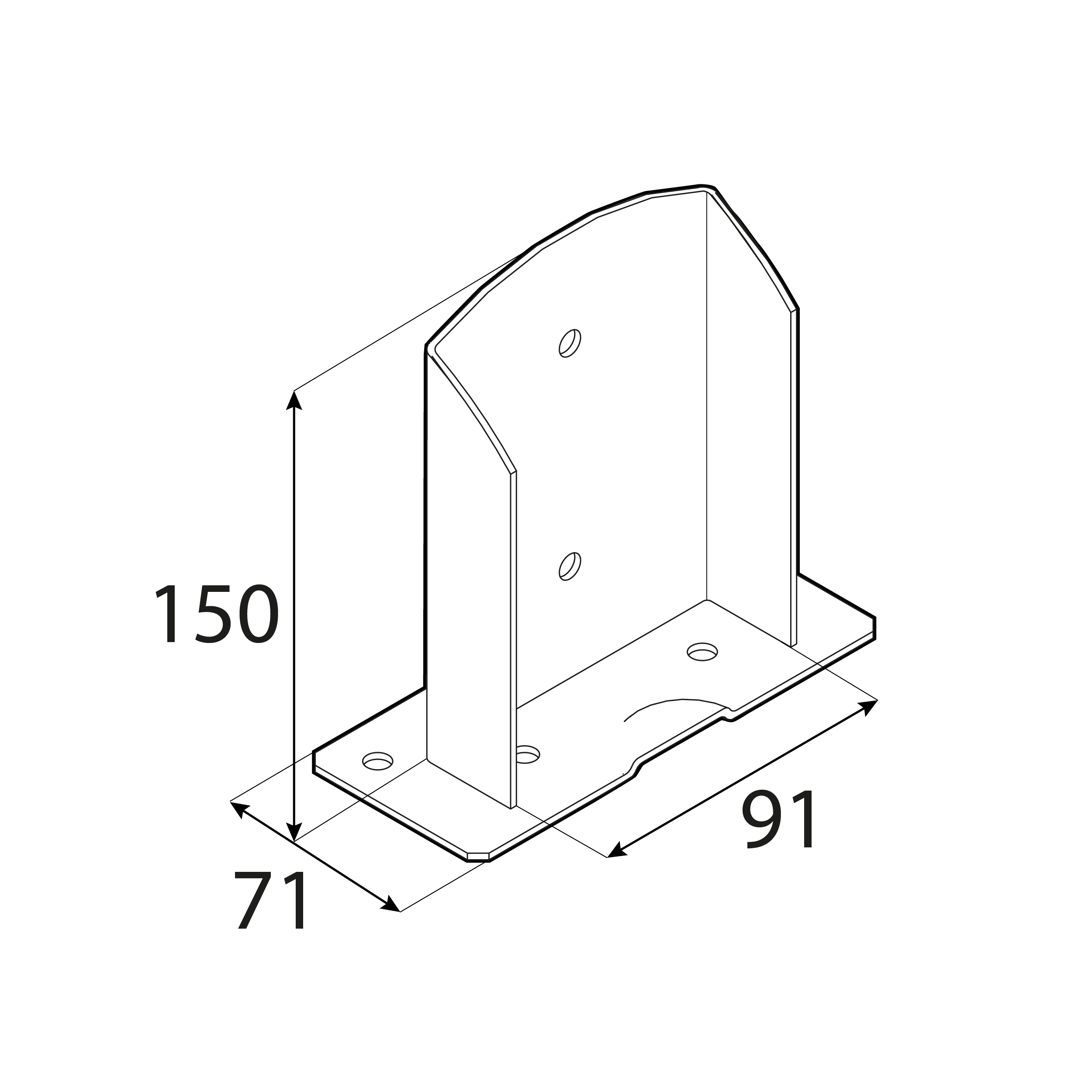 Podstawa słupa kotwa przykręcana dzielona z podstawą prostokątną - PSD | 90 mm | Srebrny