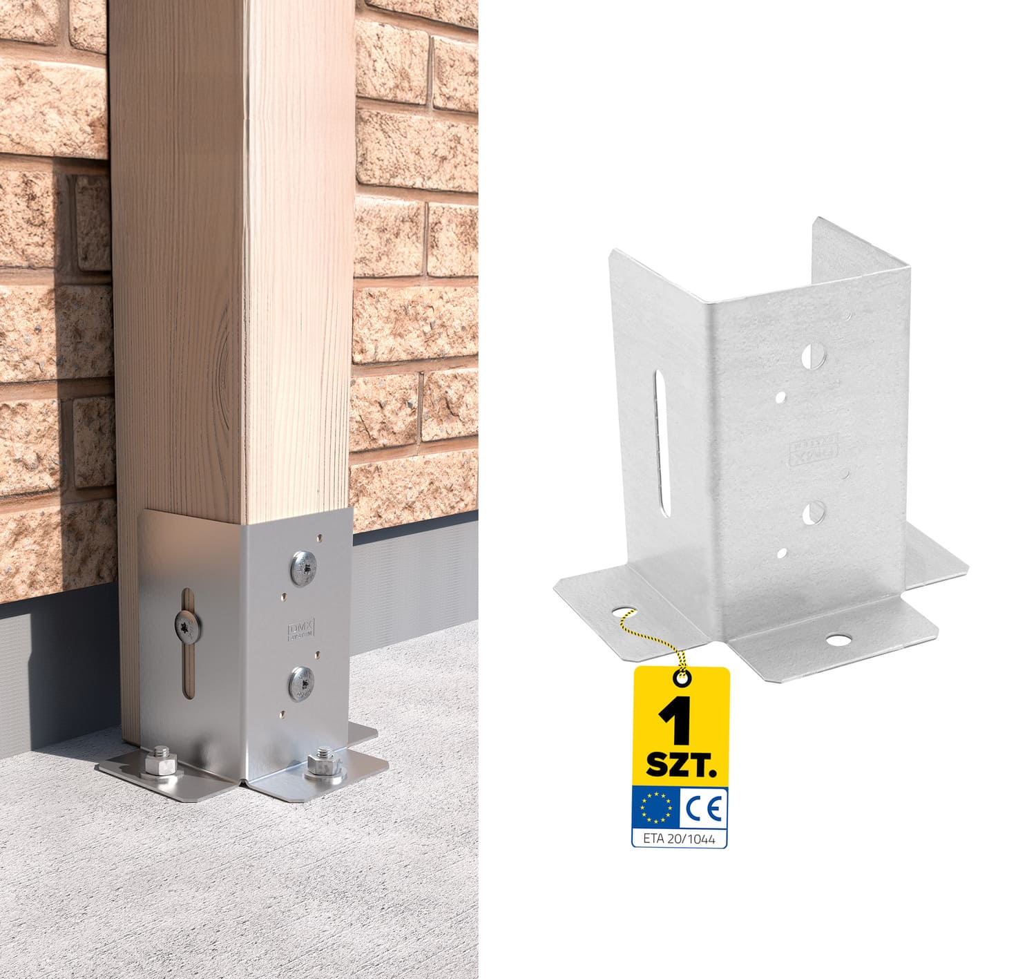 Podstawa słupa kotwa przykręcana otwarta z regulacją - PSD DX | 90 mm | Srebrny