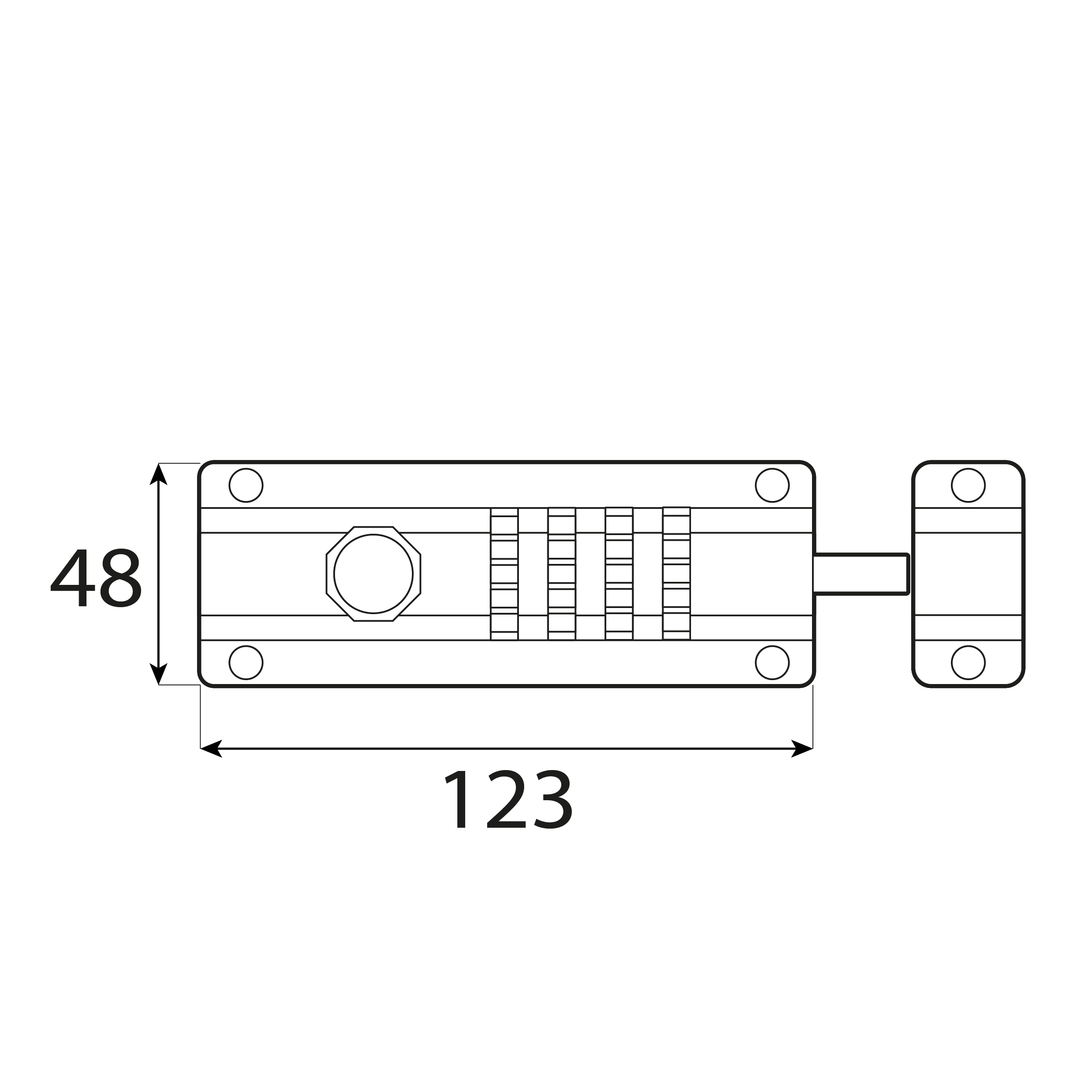 Zahlenschloss für Gartentore - WHS | schwarz | 48 mm Riegel mit Zahlenschloss für WHS-Tor, schwarz, 123 mm, 123x48x40 mm, ZnAl 2, Schuss 1.