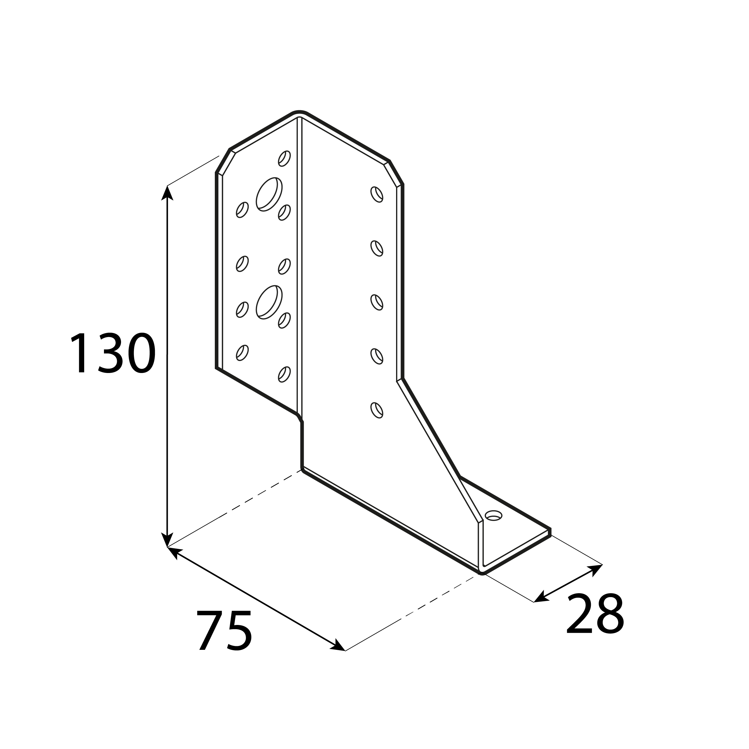 Balkenschuh geteilt links Balkenträger zweiteilig Trägerschuh - WBD 130 L | 28x130x75 mm | feuerverzinkt Geteilter Balkenhalter, links WBD 130 L, 28x130x75 mm, silber, DX51D-Baustahl, Schuss 1.