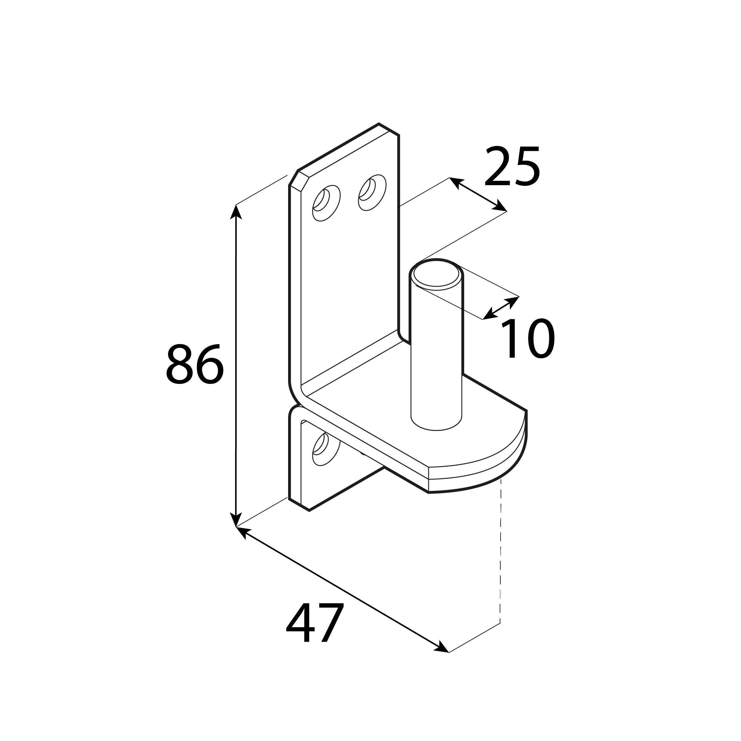 Uchwyt czopowy do zawiasów bramowych - C 10/25 | 47 mm | Złoty | 10 mm Uchwyt czopowy do zawiasów bramowych - C 10/25 | 47 mm | Złoty | 10 mm