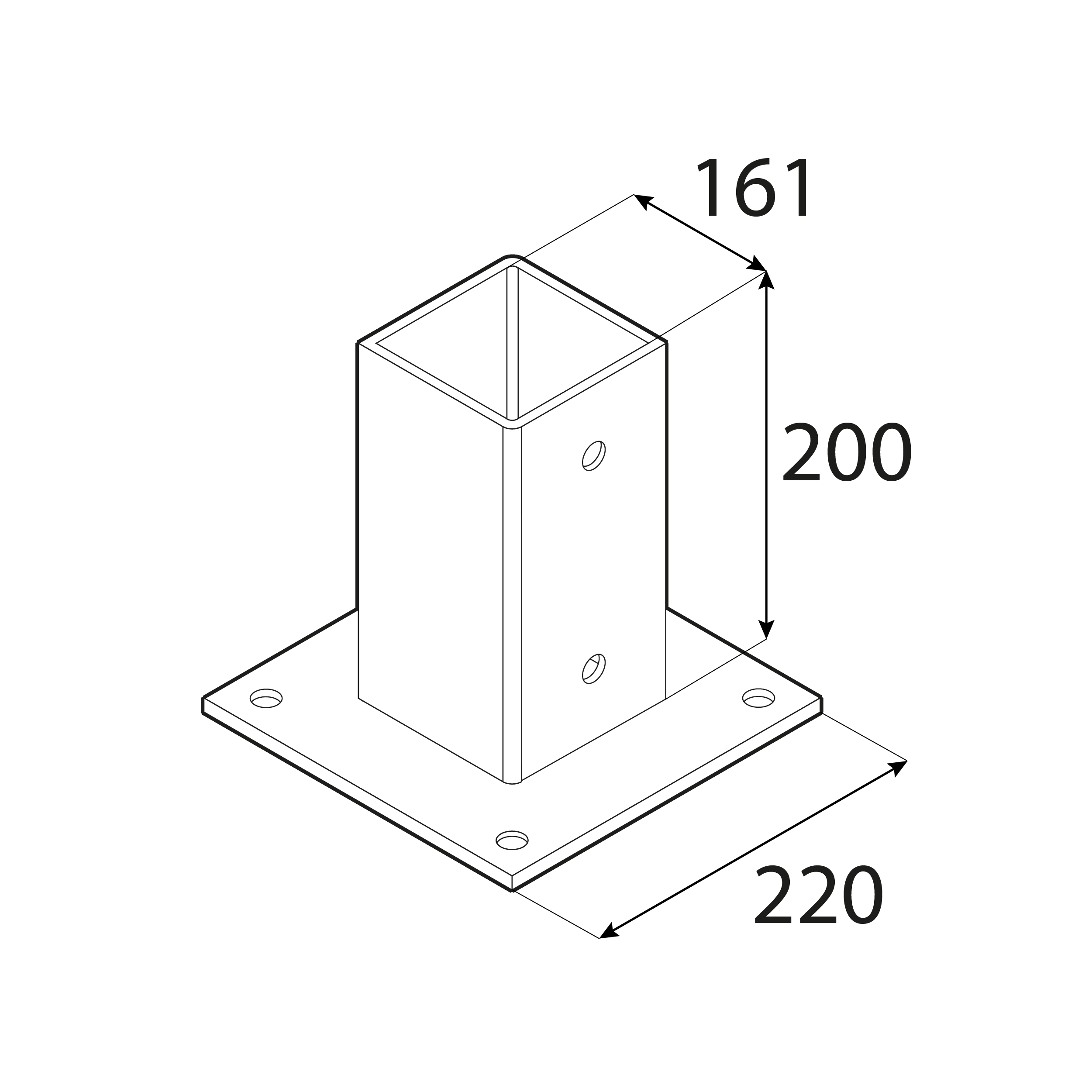 Podstawa słupa kotwa przykręcana z podstawą prostokątną - PSP | 160 mm | Srebrny Podstawa słupa kotwa przykręcana z podstawą prostokątną - PSP | 160 mm | Srebrny