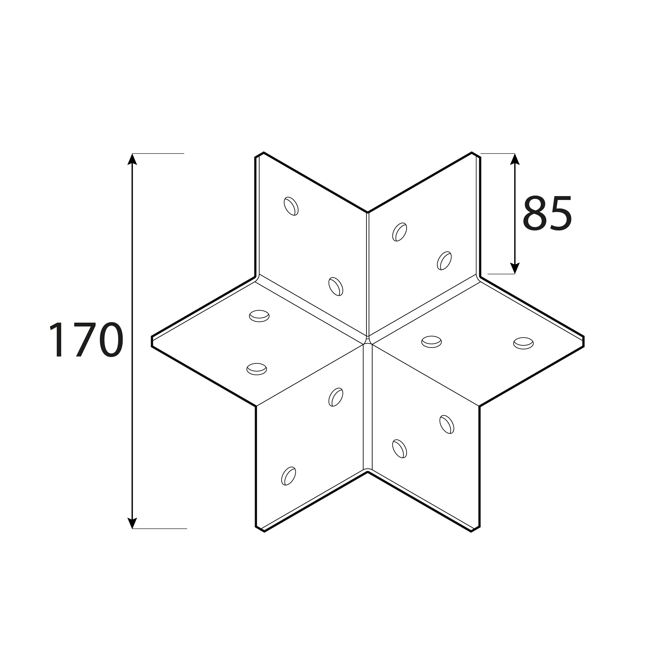 Łącznik belki kwadratowej narożny do pergoli ciesielski - GPLN 85 | 170x85 mm | czarny