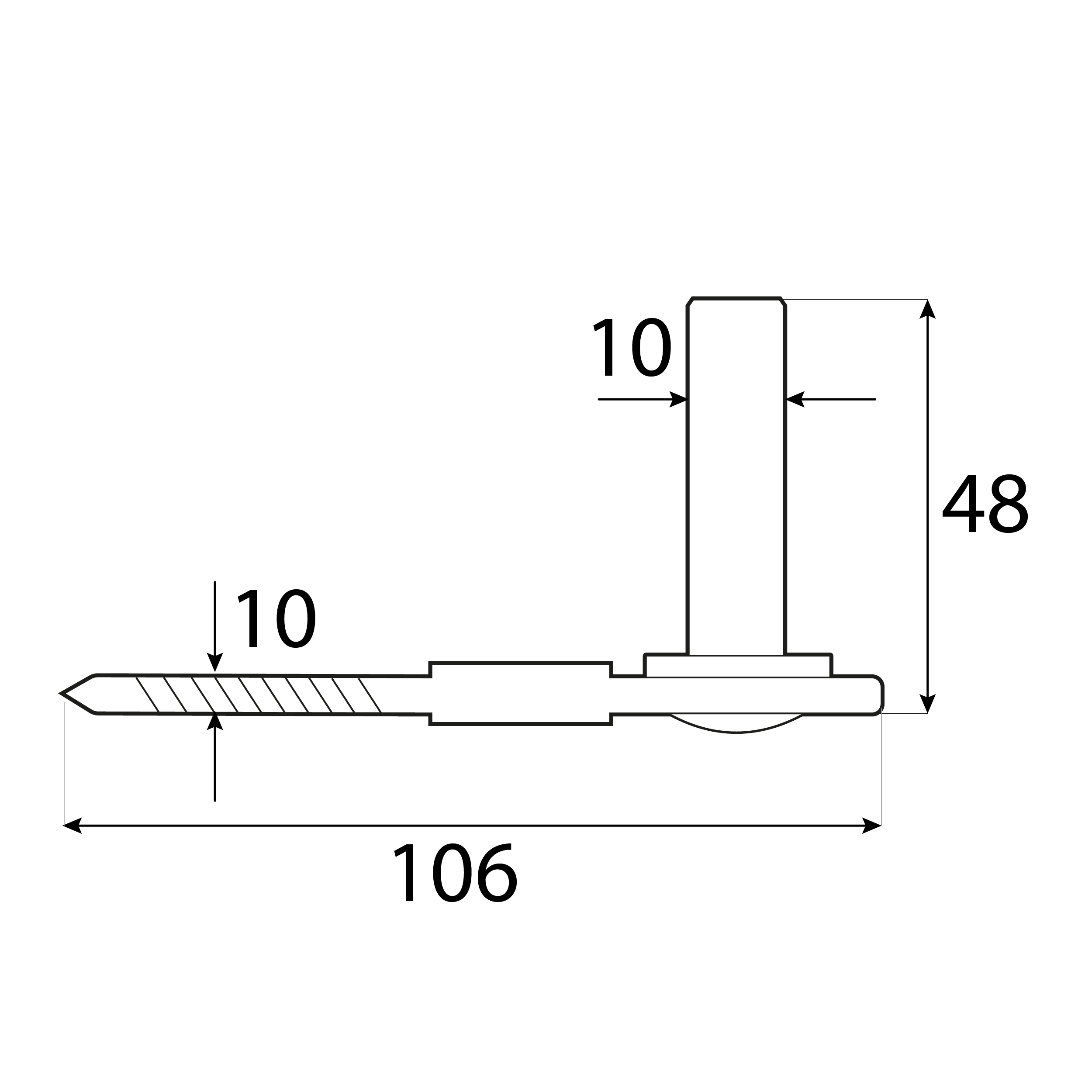 Einschraubkloben für Torbänder - CW | verzinkt | fi 10 mm Einschraub-Zapfengriff für Torbänder CW 10/106, 106 mm, gold, 10 mm, 106x48 mm 106.