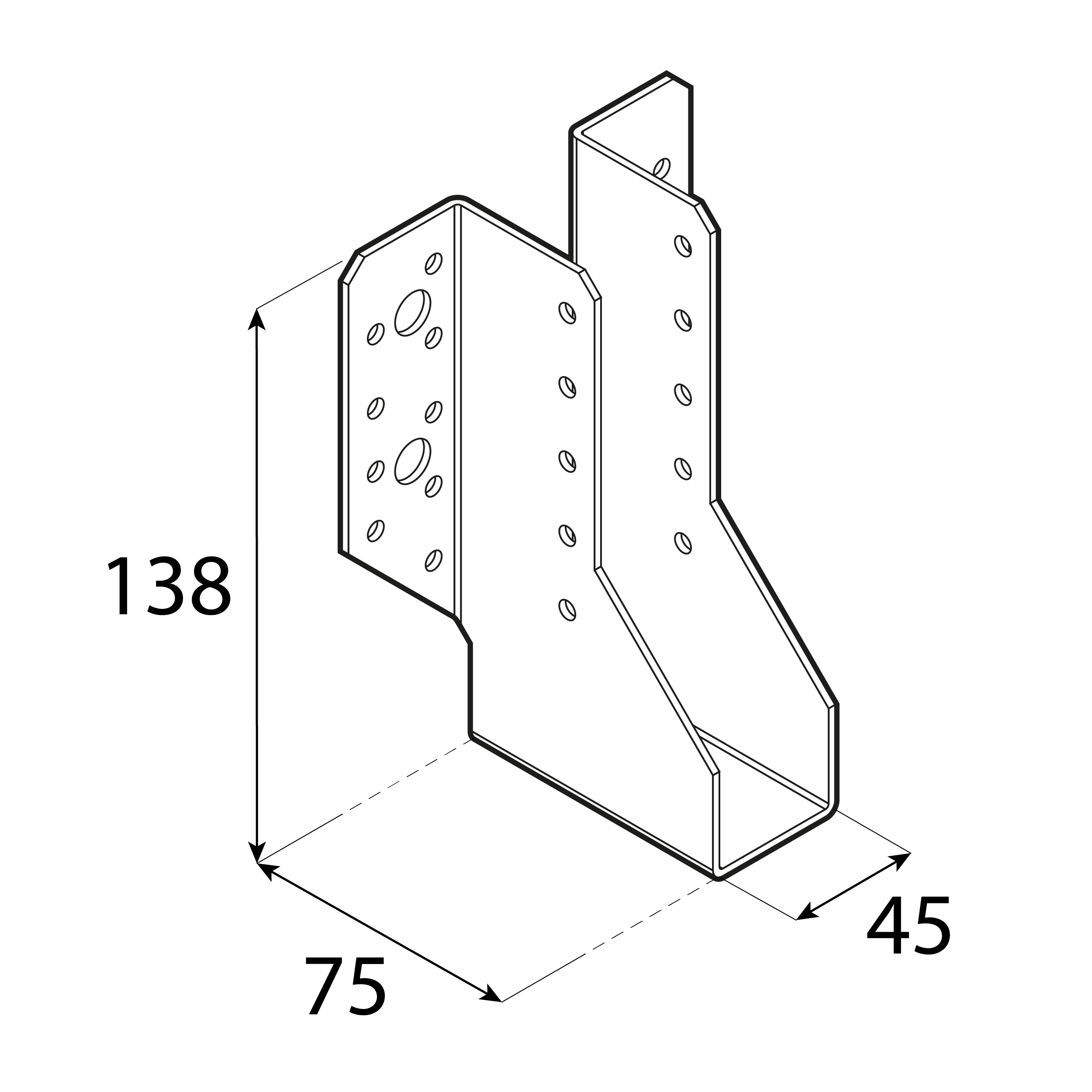 Balkenschuh Balkenträger Trägerschuh Holzverbinder - WB 9 | 45x138x75 mm | feuerverzinkt Balkenaufhänger Holzbalkenhalter WB 9, 45x138x75 mm, silber, 45x138x75x2,0 mm, Baustahl DX51D 2, Schuss 1.
