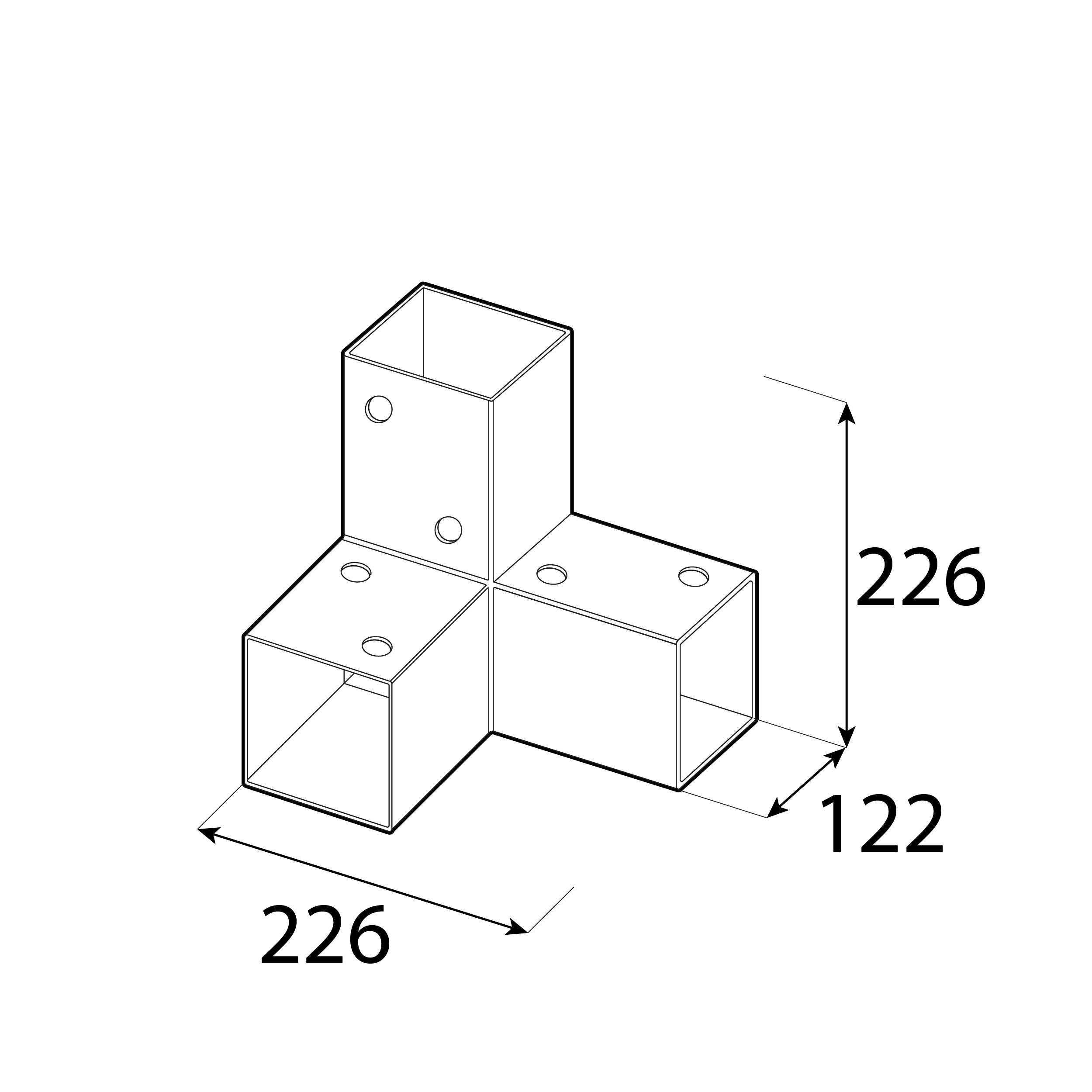 Łącznik belki kwadratowej do pergoli ciesielski - GPY 120 | 122x226x222 mm | czarny