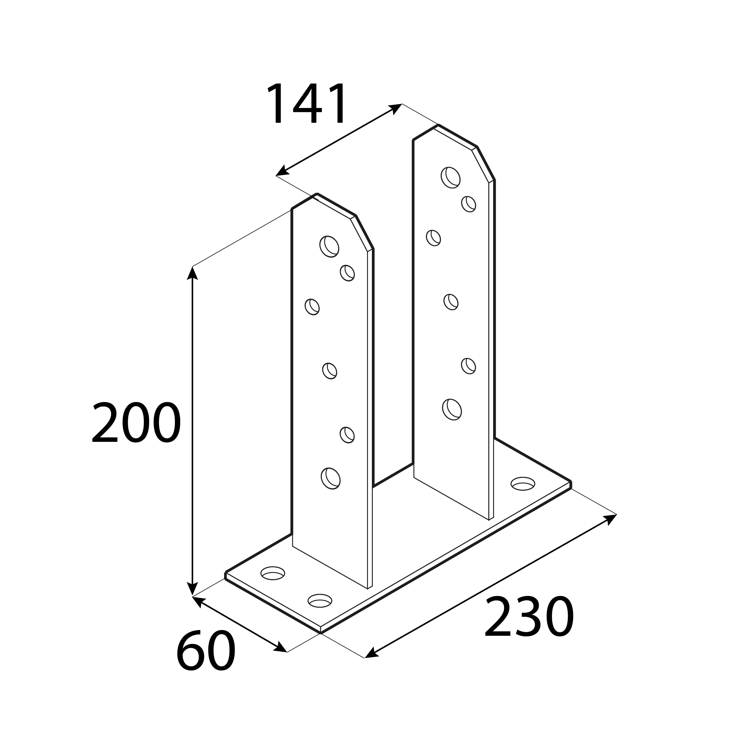 Pfostenträger zum aufdübeln U-Form Pfostenanker Typ TT - PST | 140 x 200 mm | feuerverzinkt Säulenfußanker für Betonwand Typ U PST, 140x200 mm, 141x200x50x5,0 mm, Schuss 2.