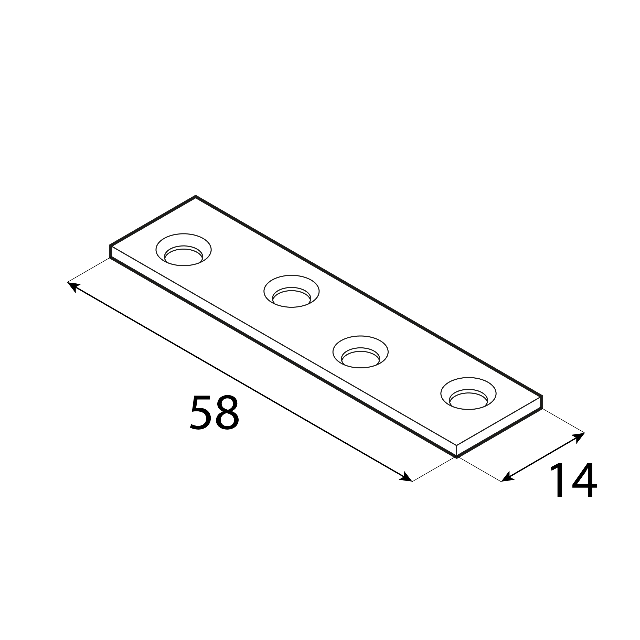 Flachverbinder schmal universal Lochplatte Verbindungsblech verzinkt - LW 80 | 78x15 mm | 50 Stück Schmaler Universal-Stahlverbinder LW 80, 78x15 mm, 50 Stk., 78x15x1,5 mm, DC01 Baustahl, silber.