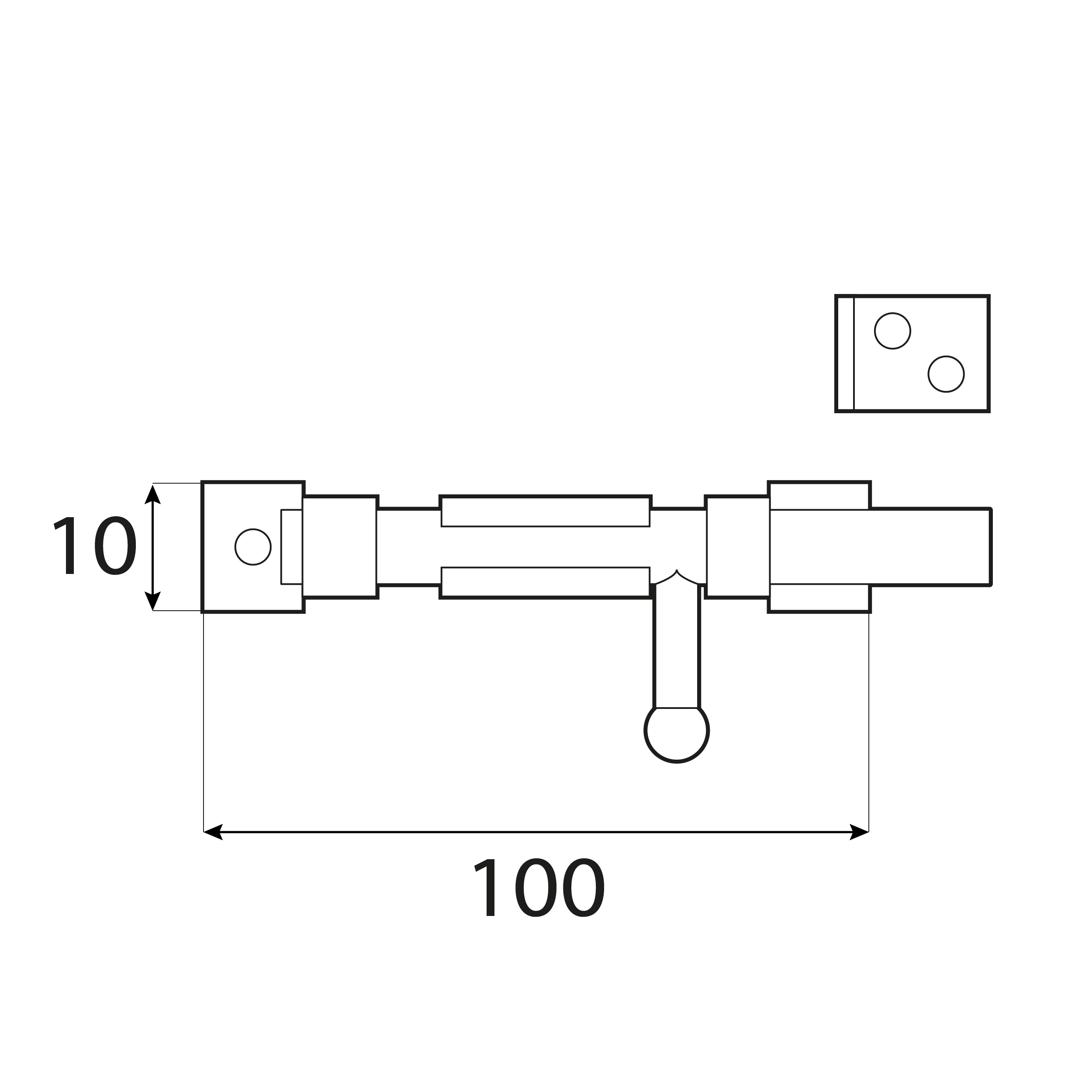 Schlossriegel mit rundem Riegel für Gartentore - WOS | silber | 10 mm Riegel mit Rundriegel WOS 100, 100 mm, silber, 100x10 mm 2.