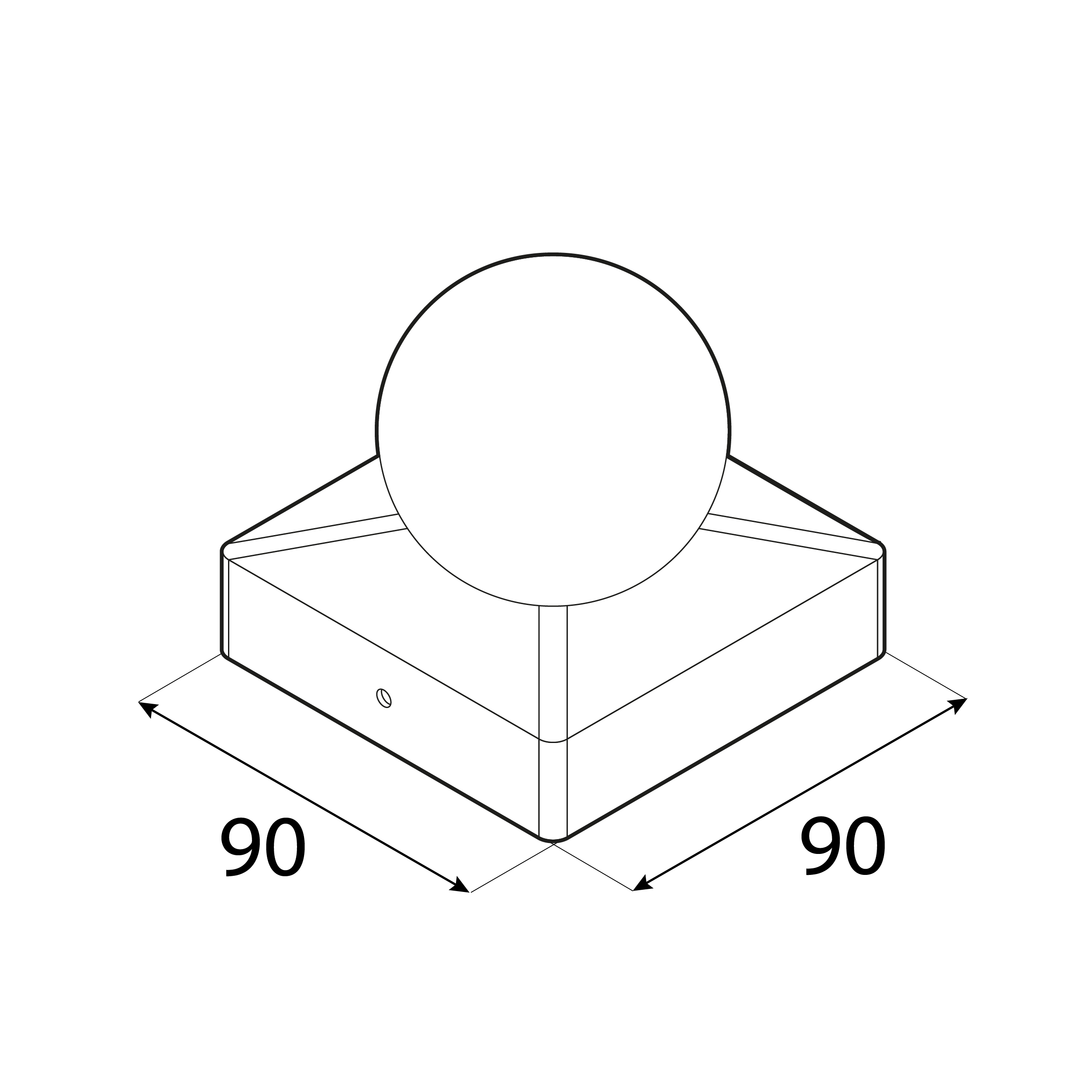 Pfostenkappe Pfostenabdeckung Kappen für Vierkantpfosten mit Kugel - DKK | 90x90 mm | silber Baldachin für Vierkantpfosten mit DKK-Kugel, 90x90 mm, silber, 90x90x1,0 mm, Baustahl DC01 2.