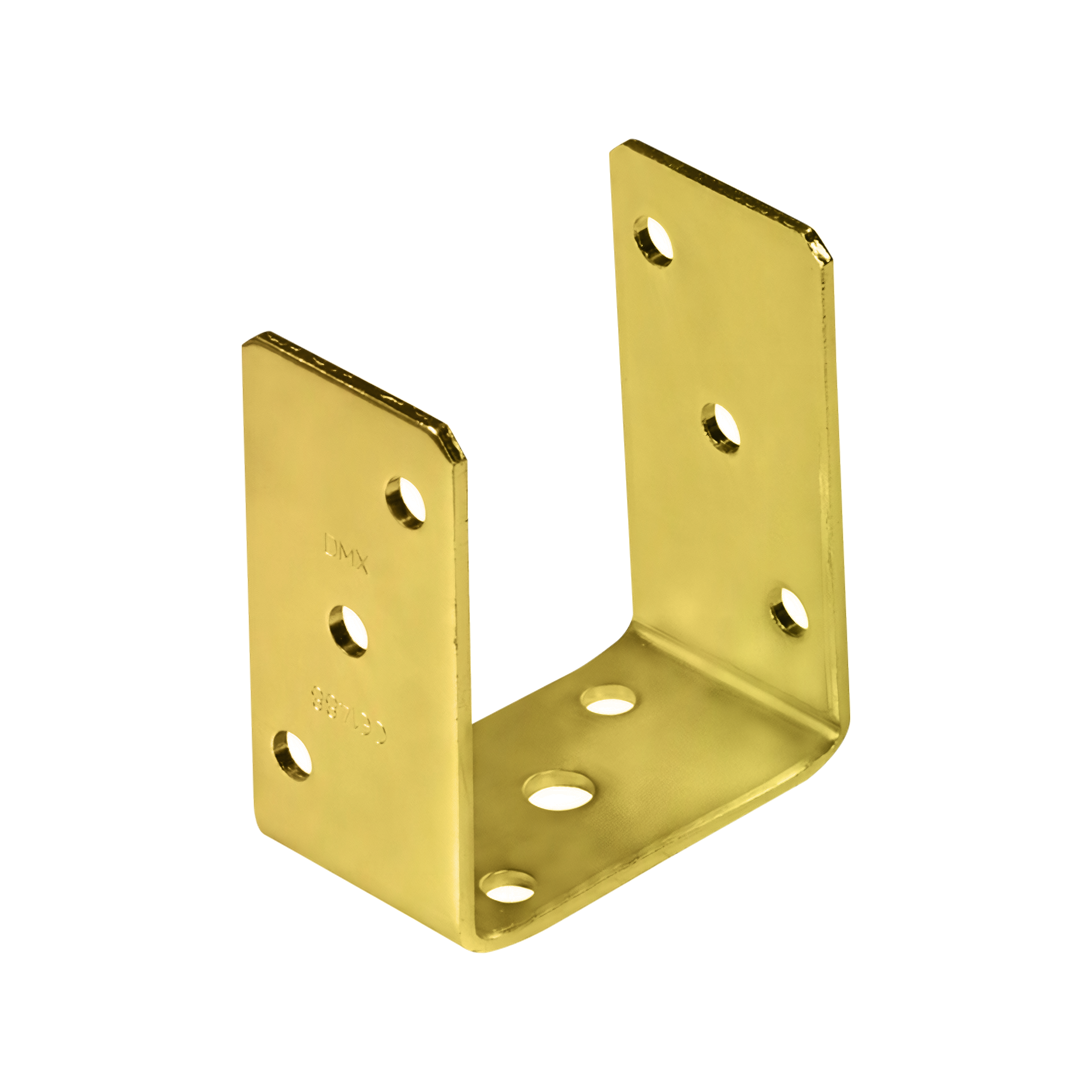 Pfostenträger zum aufdübeln U-Form universal - PSO | 100 mm | Gold Säulenfußanker zum Verschrauben mit Beton, Typ U, Universal PSO, 100 mm, gold, 101x120x60x4,0 mm.