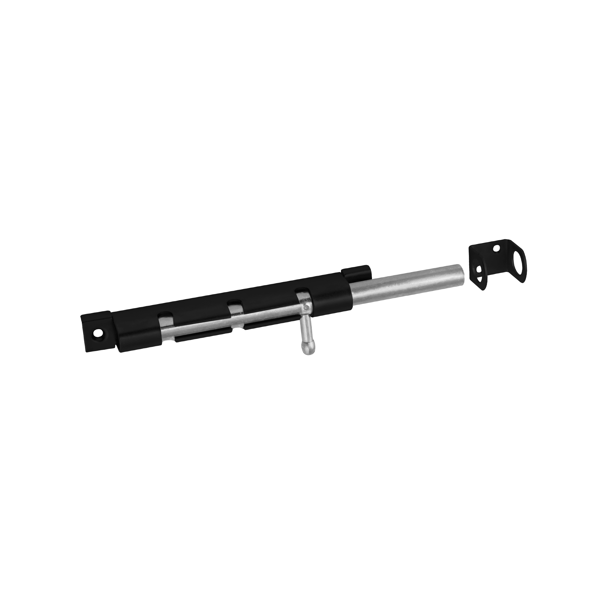 Riegel mit Rundriegel WOS 150, 150 mm, schwarz, 150x16 mm.