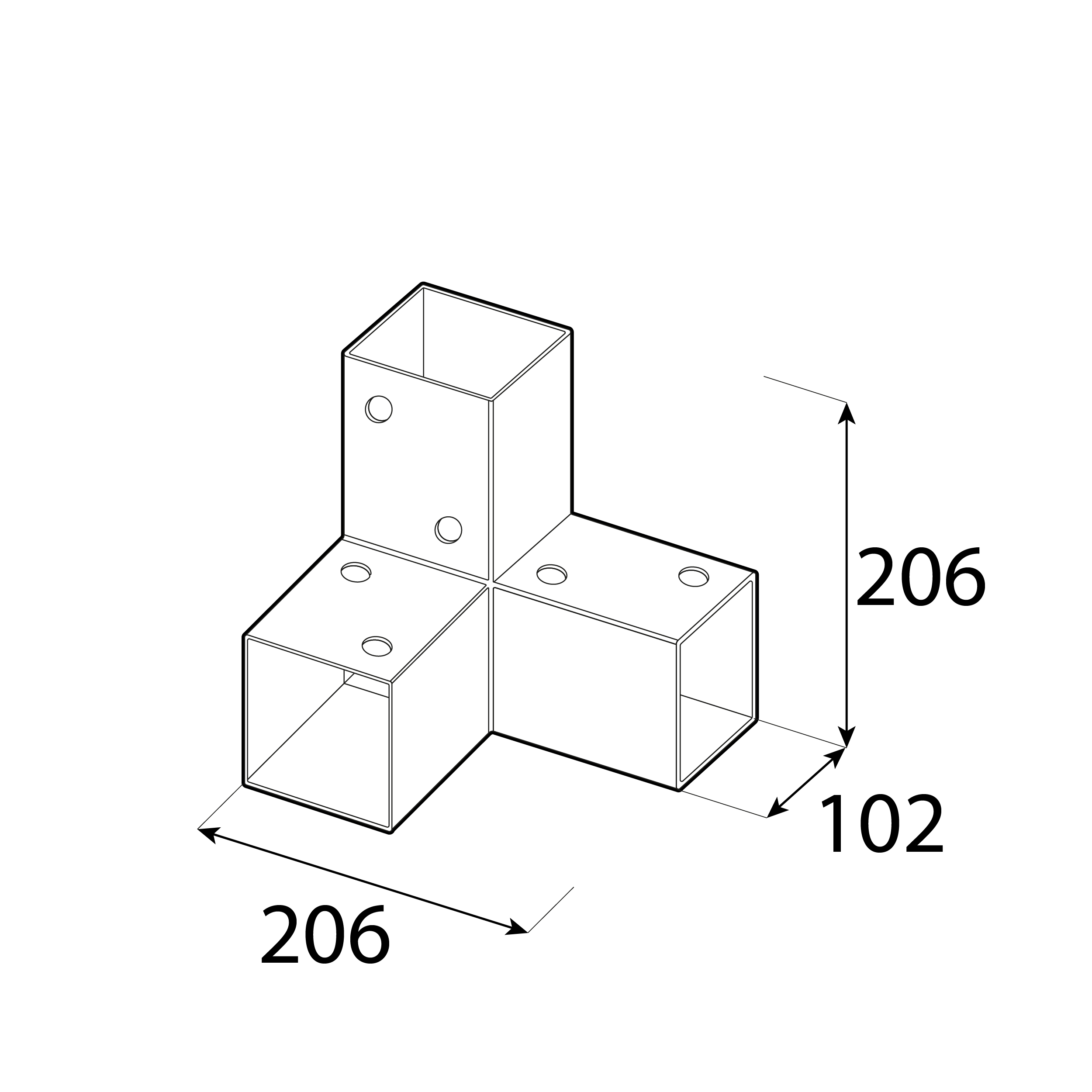 Łącznik belki kwadratowej do pergoli ciesielski - GPY 100 | 102x206x202 mm | czarny