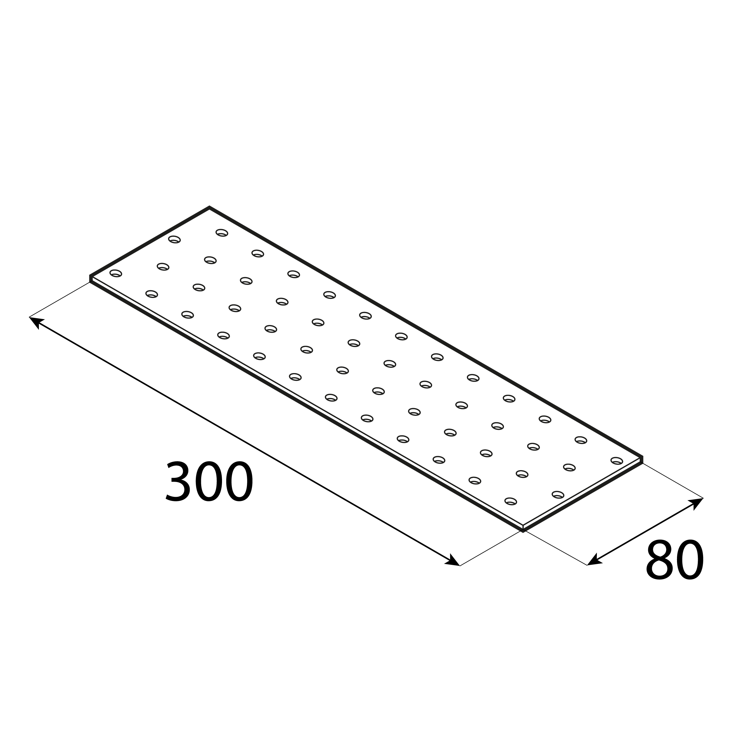 Lochplatte Lochplattenstreifen Flachverbinder Holzverbinder feuerverzinkt - PP 11 | 300x80 mm | 2 mm Lochblech-Flacheisen PP 11, 300x80 mm, 2 mm, 80x300x2,0 mm, DX51D Baustahl, Silber, Schuss 2.