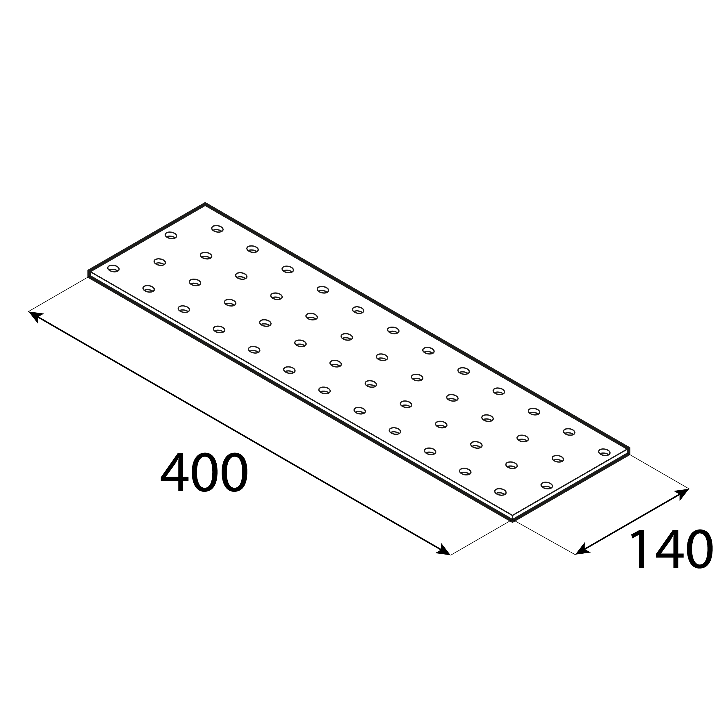 Płytka perforowana płaskownik - PP 22 | 400x140 mm | 2 mm Płytka perforowana płaskownik - PP 22 | 400x140 mm | 2 mm