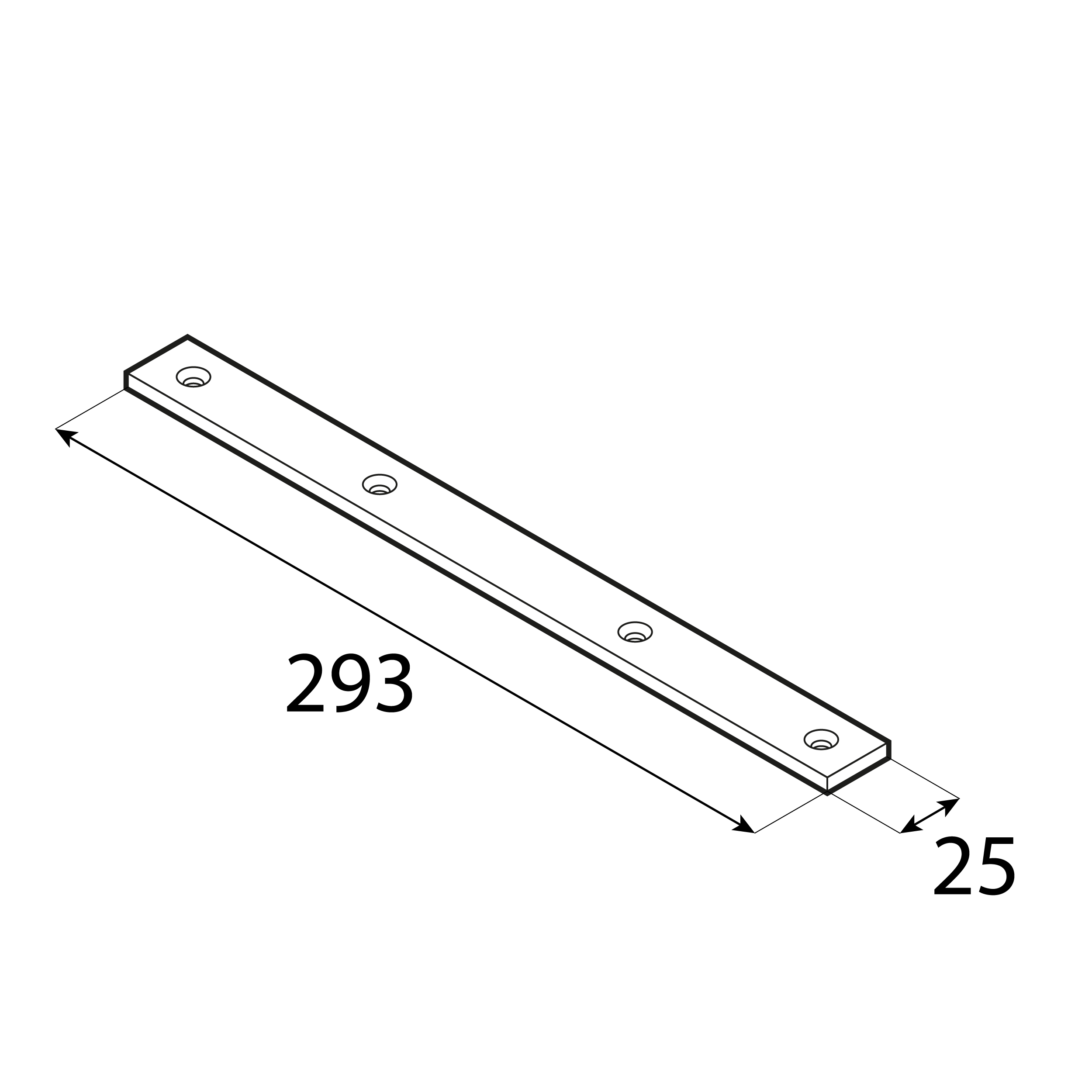 Flachverbinder schmal universal Lochplatte Verbindungsblech - LW 7 | 293x25 mm | 20 Stück | Gold Schmaler Universal-Stahlverbinder LW 7, 293x25 mm, 20 Stk., 293x25x5,0 mm, Gold, S235 Baustahl.