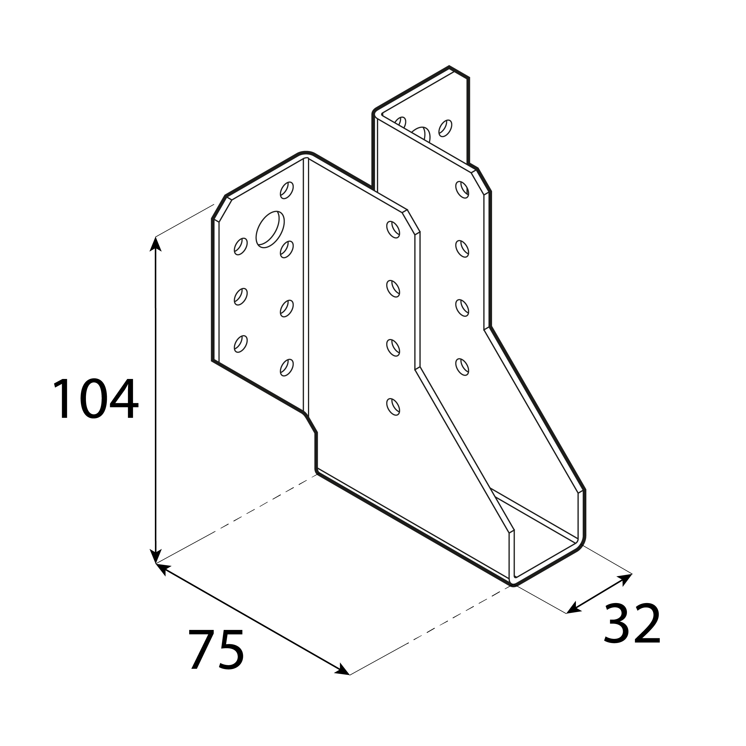 Balkenschuh Balkenträger Trägerschuh Holzverbinder - WB 43 | 32x104x75 mm | feuerverzinkt Balkenaufhänger Holzbalkenhalter WB 43, 32x104x75 mm, silber, 32x104x75x2,0 mm, Baustahl DX51D 2, Schuss 1.