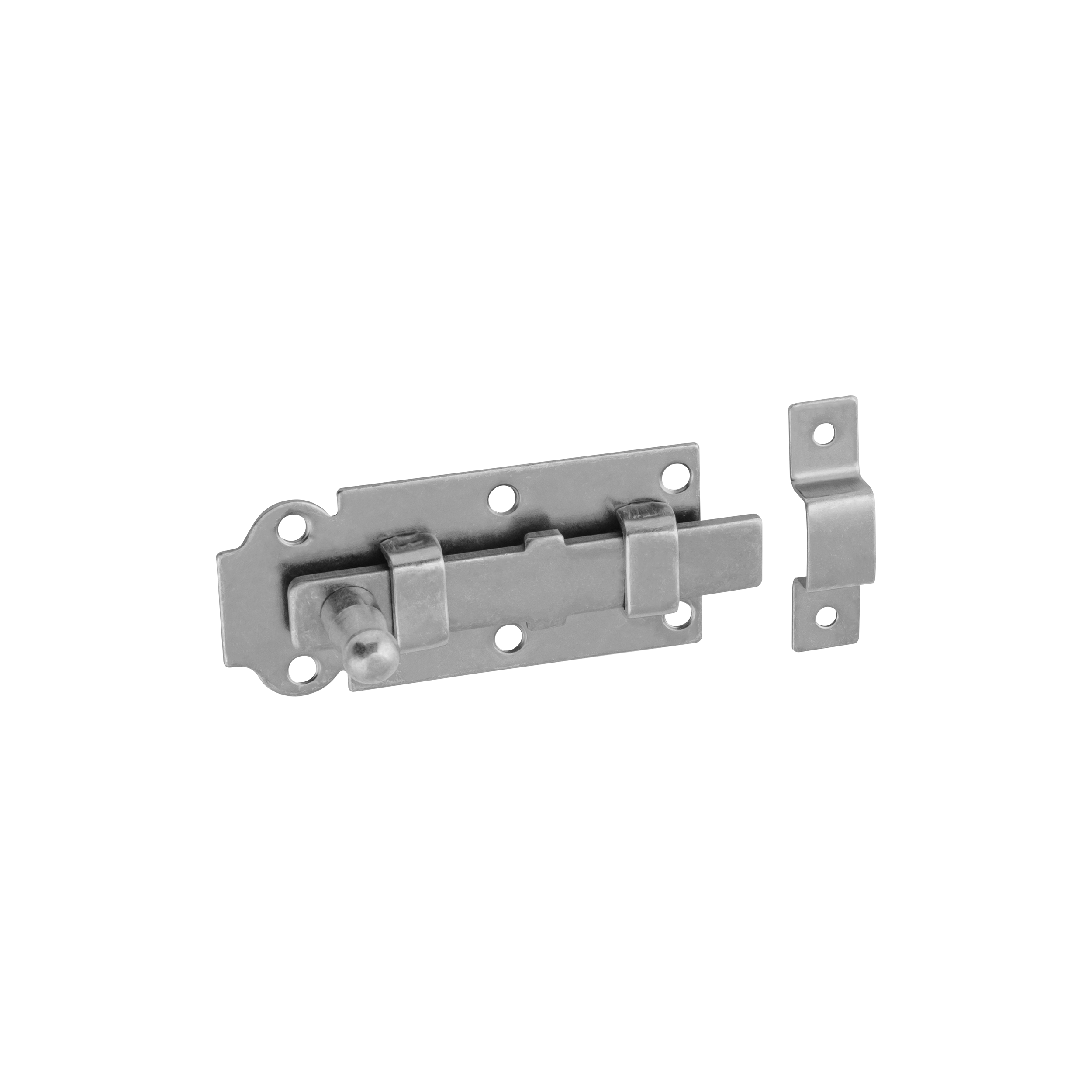 Schlossriegel mit geradem Riegel für Gartentore - W | silber | 45 mm Riegel mit geradem Riegel B 100, 100 mm, silber, 100x45x6,0 mm, Baustahl DC01.