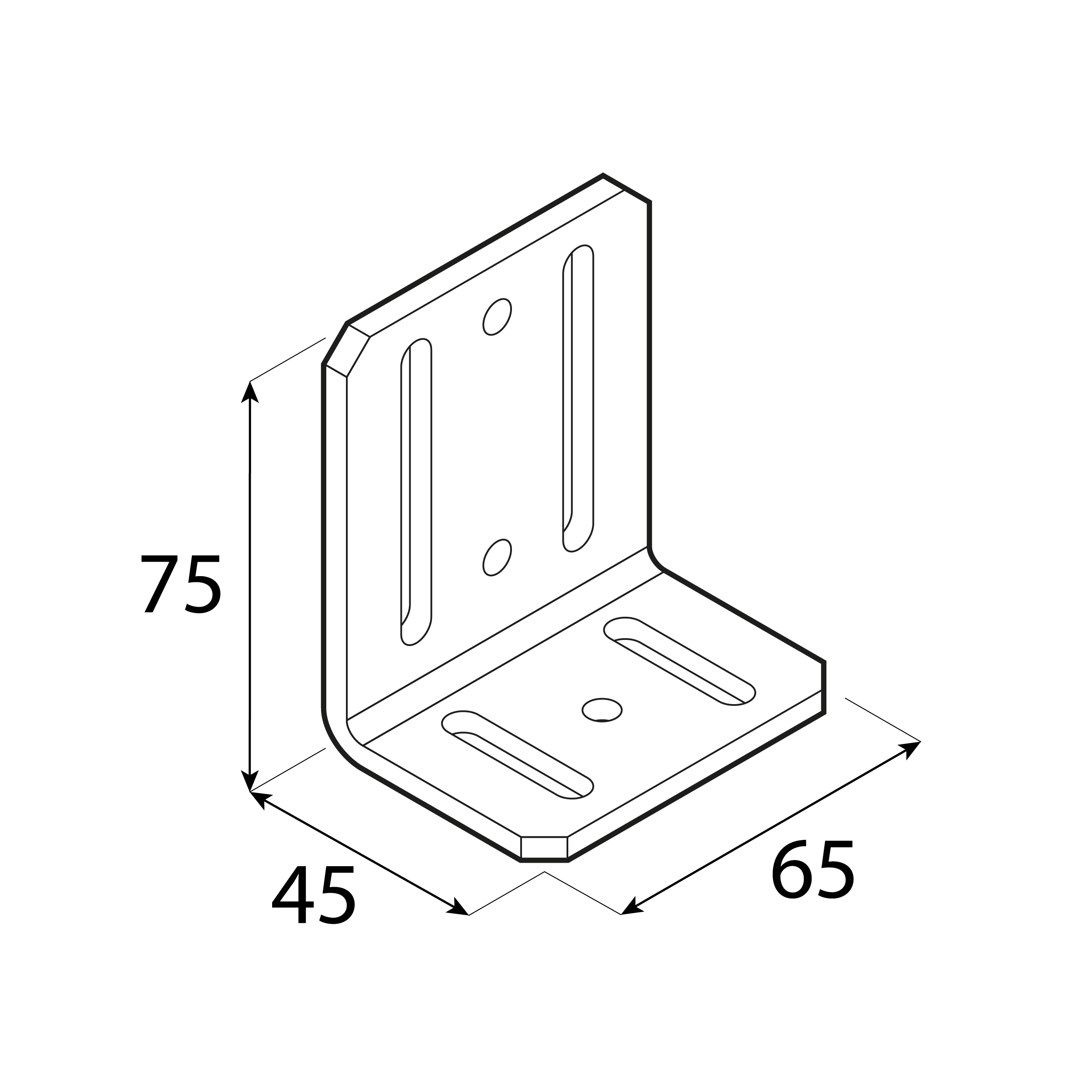 Universal-Verstellwinkel Stahl verstellbar Montagewinkel Holzverbinder feuerverzinkt - KR 3 | 75x45x65 mm | 4 mm Universeller Stahlwinkel mit Verstellung KR 3, 75x45x65 mm, 4 mm, 75x45x65x4,0 mm, DX51D Baustahl, silber.
