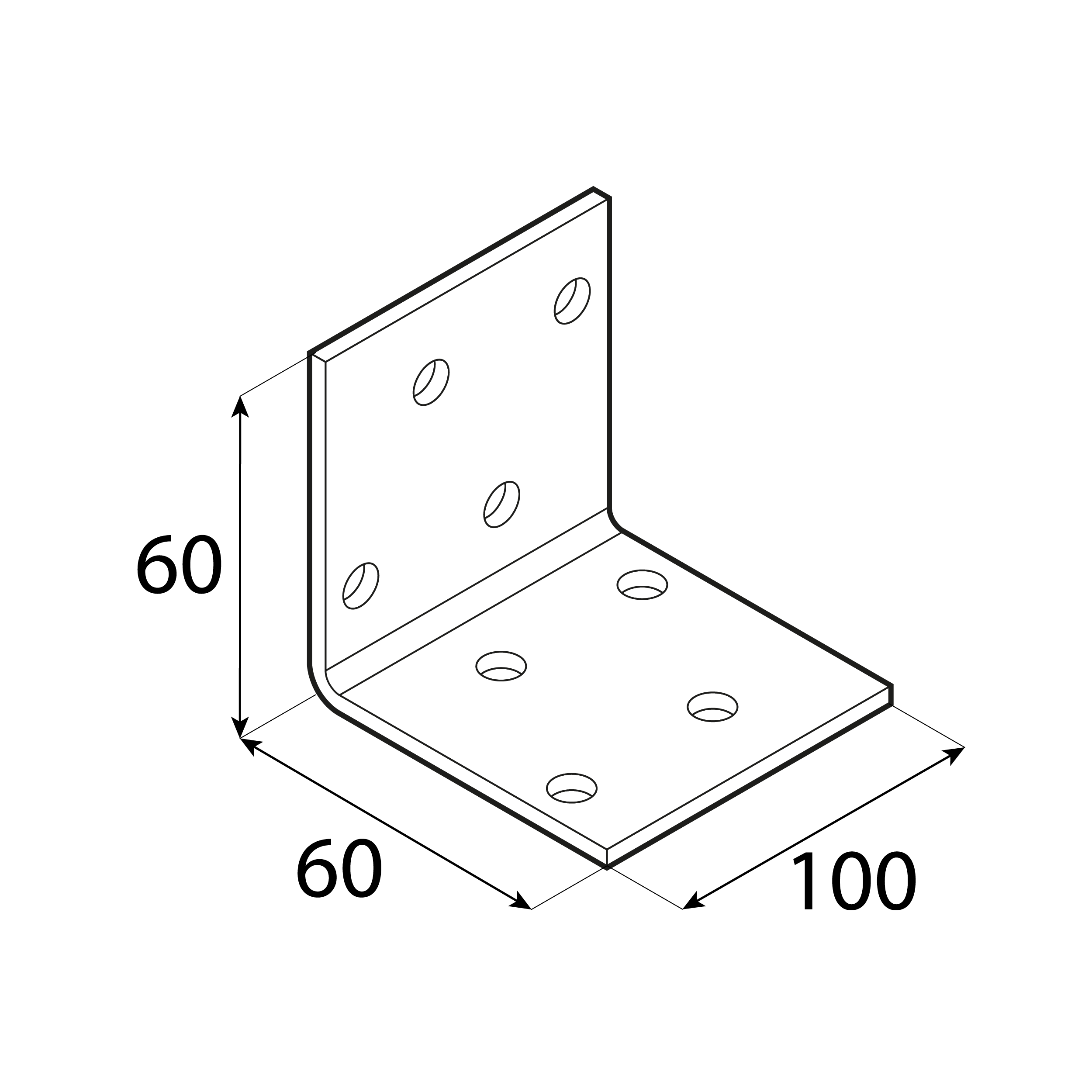 Montagewinkel universal Winkelverbinder feuerverzinkt - KM 6 | 60x60x100 mm | 20 Stück Universal-Stahlmontagewinkel KM 6, 60x60x100 mm, 20 Stk., 60x60x100x2,0 mm, DX51D Baustahl, silber, Schuss 2.