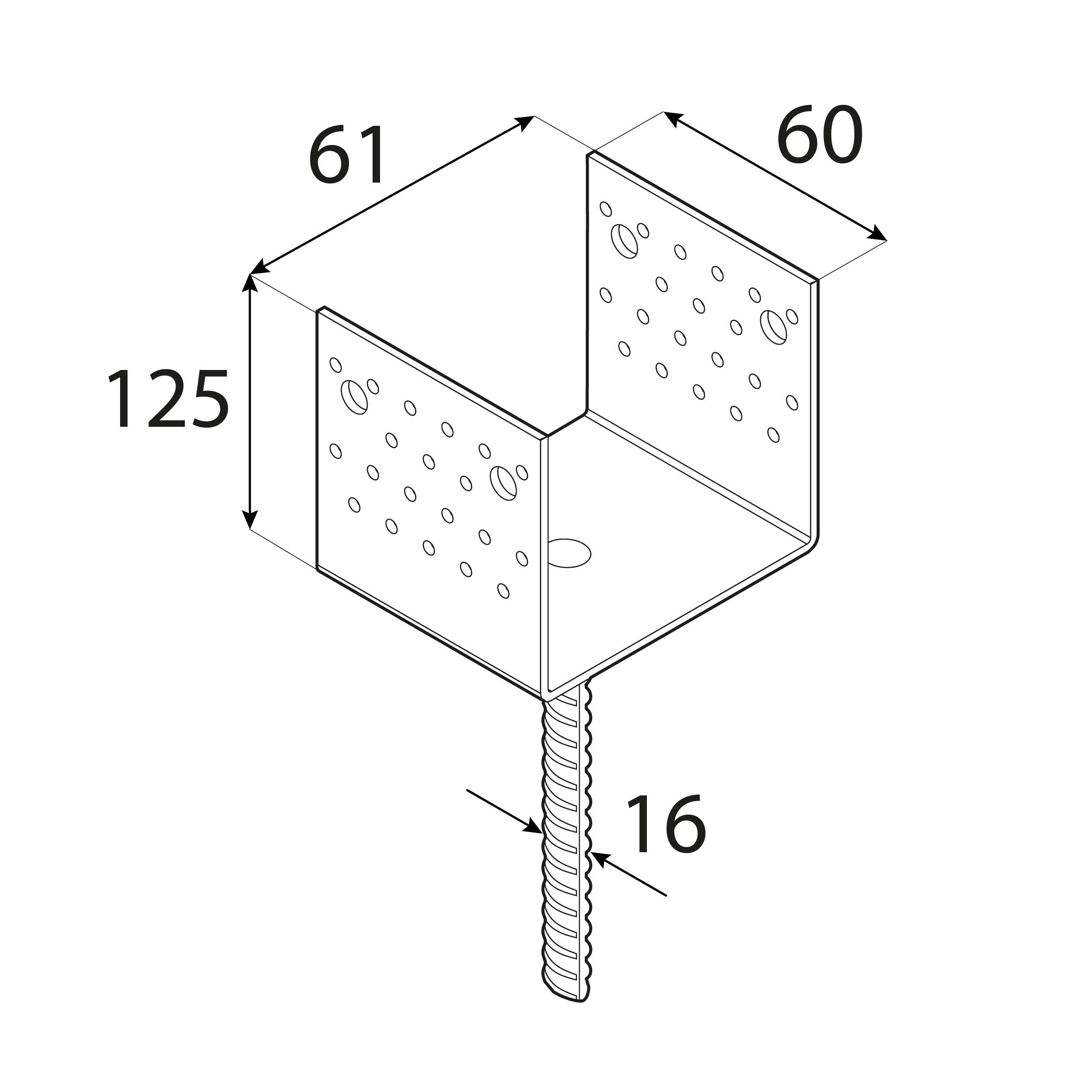 Podstawa słupa kotwa typ U szeroka wielopunktowa - PSS | 60 mm Podstawa słupa kotwa typ U szeroka wielopunktowa - PSS | 60 mm