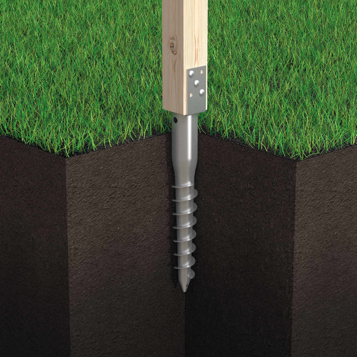 Podstawa słupa wkręcana do gruntu świder - PWU | 90x685 mm