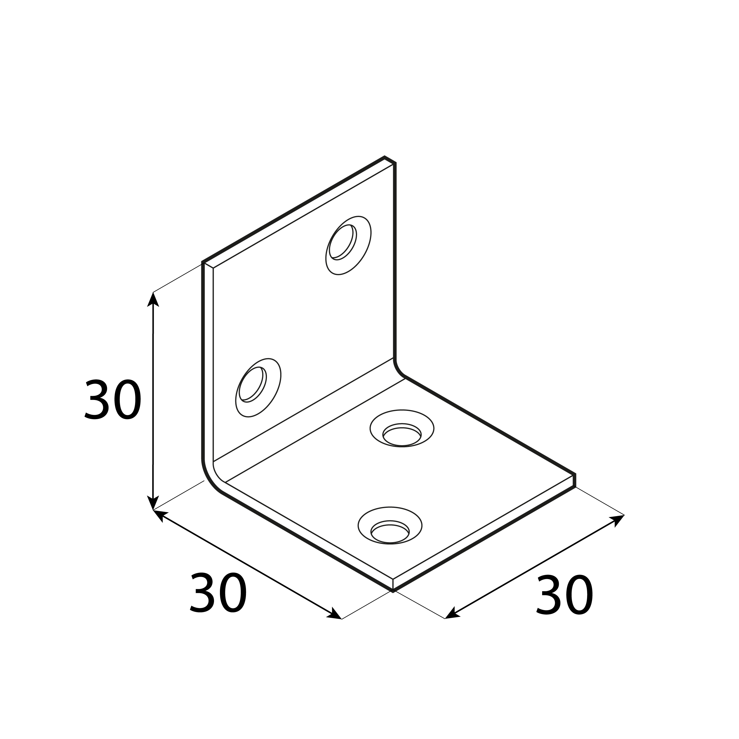 Kątownik meblowy stolarski szeroki - KS 1 | 30x30x30 mm | 50 szt Kątownik meblowy stolarski szeroki - KS 1 | 30x30x30 mm | 50 szt