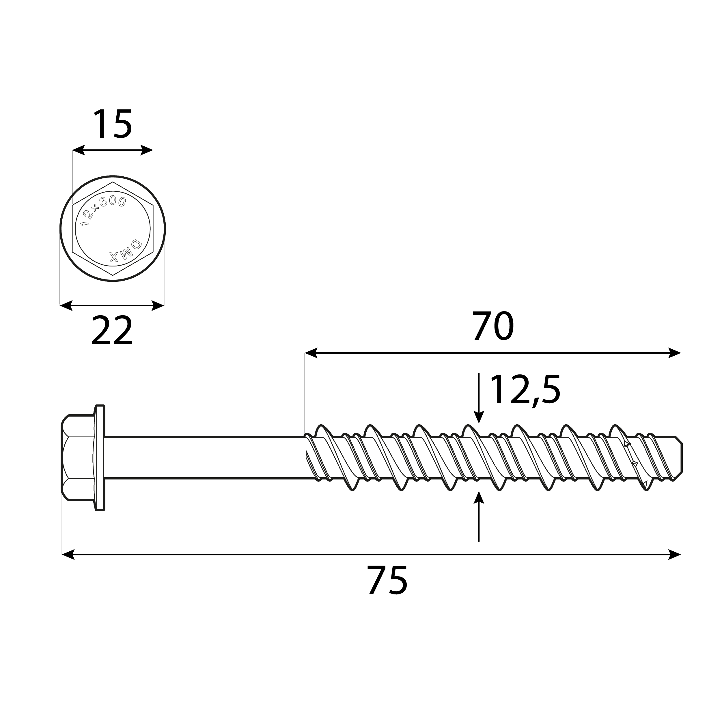Śruby do betonu z łbem sześciokątnym - PBW | 12,5 x 75 mm | Srebrny | 20 szt Śruby do betonu z łbem sześciokątnym - PBW | 12,5 x 75 mm | Srebrny | 20 szt