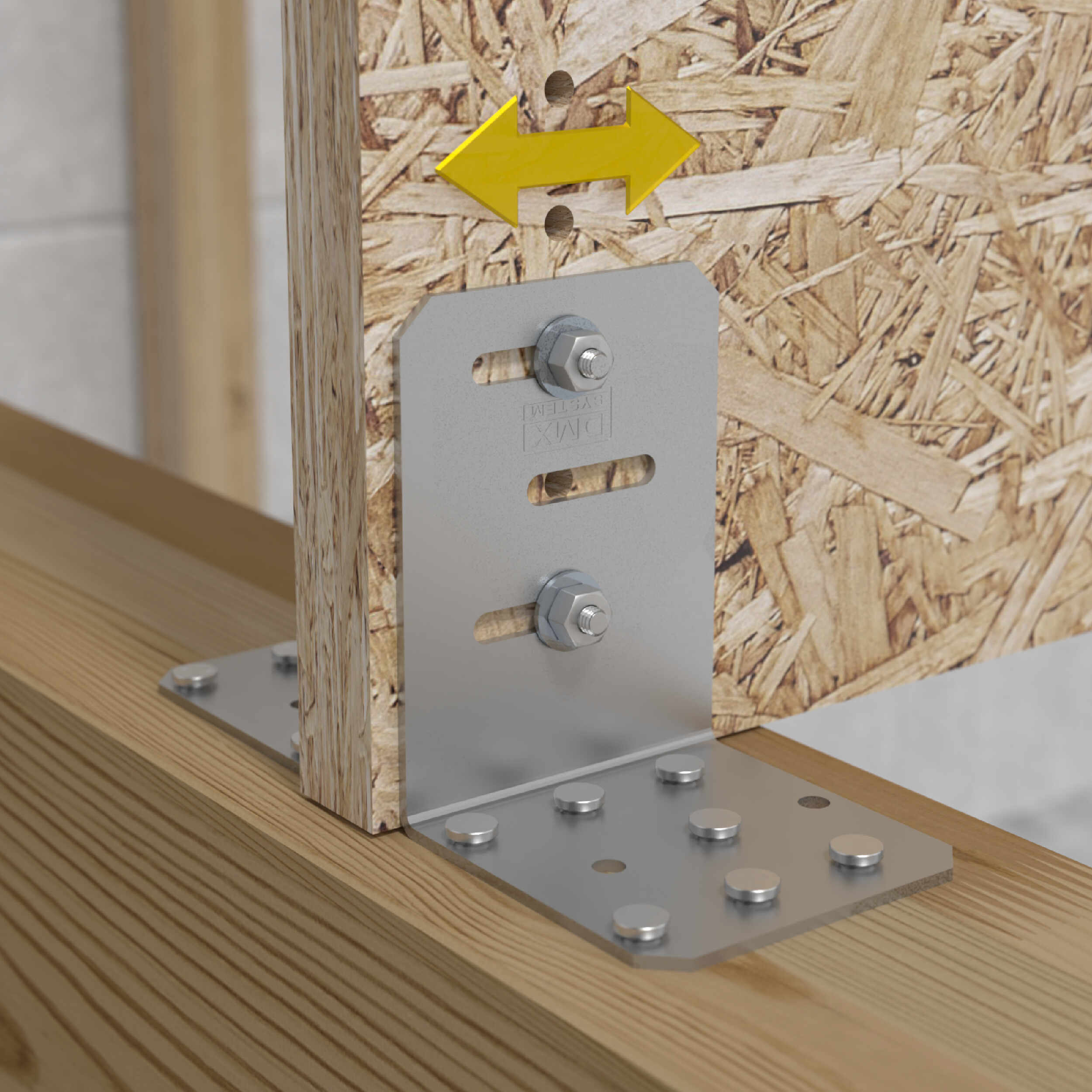 Verstellwinkel Montagewinkel verstellbar Winkelverbinder Holzverbinder feuerverzinkt - KMR 1 | 80x60x60 mm | 2 mm Verstellbarer Montagewinkel KMR 1, 80x60x60 mm, 2 mm, DX51D-Baustahl, silber 2, in Montage.