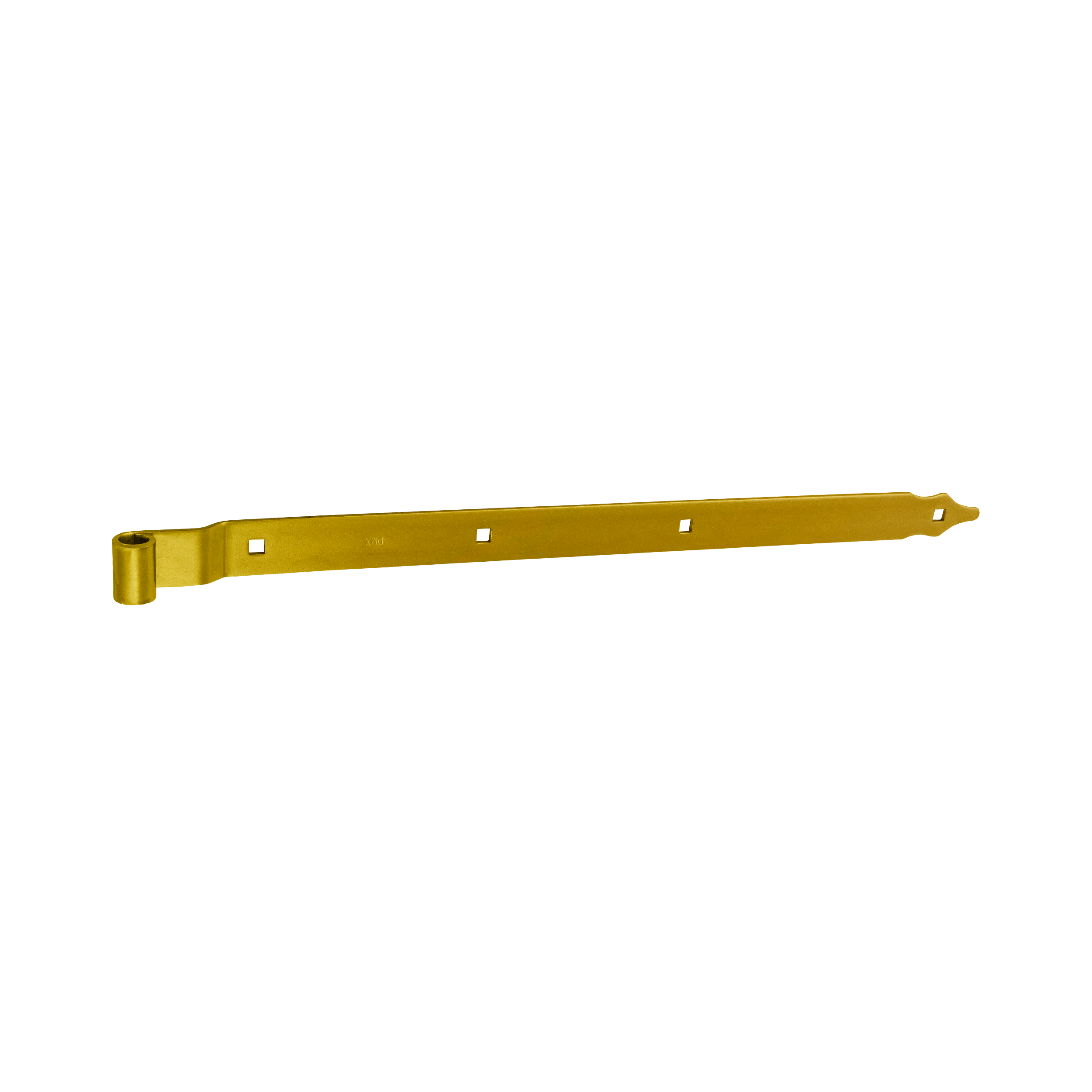 Gekröpftes Ladenband für Tore - ZPK | verzinkt | 600 mm | fi 13 mm Versetztes Bandscharnier für ZPK-Tore, Gold, 600 mm, Durchmesser 13 mm, 600 x 11 x 35 x 4,0 mm, S235-Baustahl.