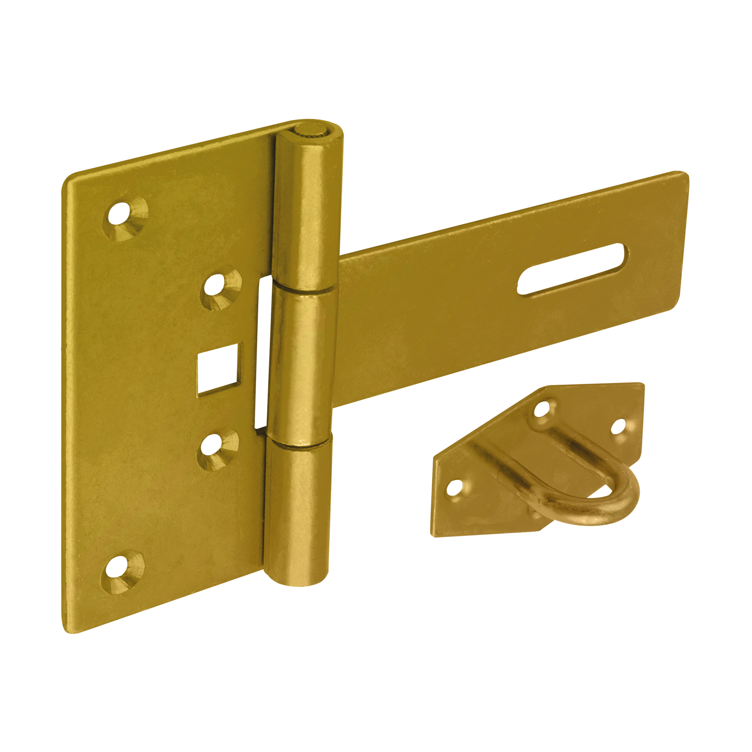 Überfalle für Tore - ZZBR | verzinkt | 100 mm ZZBR Torscharnier mit Verschluss, Gold, 100 mm, 100 x 50 x 100 x 2,5 mm, DC01-Baustahl, Schuss 1.