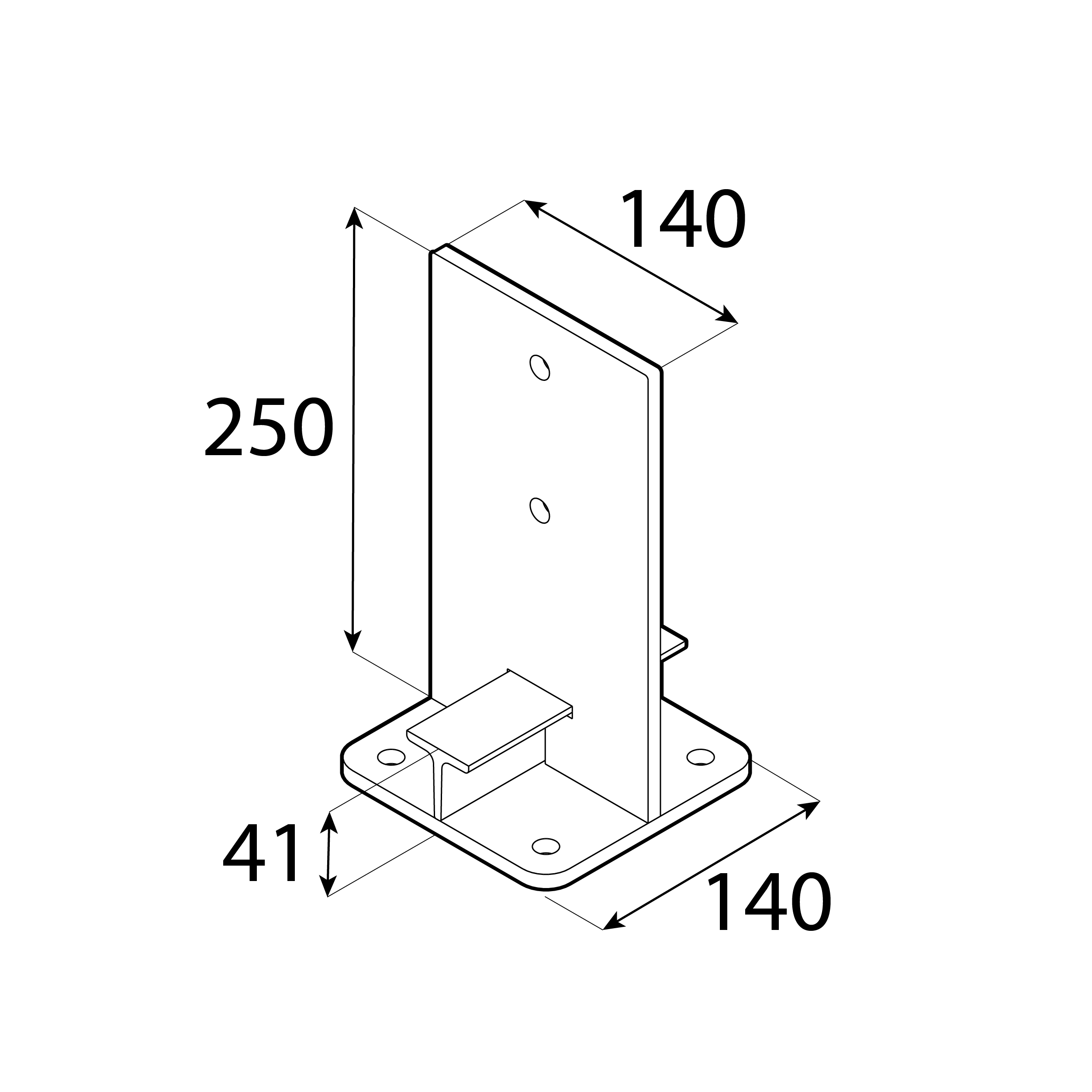 Podstawa słupa kotwa przykręcana do betonu  typu T wpuszczana mocna - PUW | 140 mm | Złoty