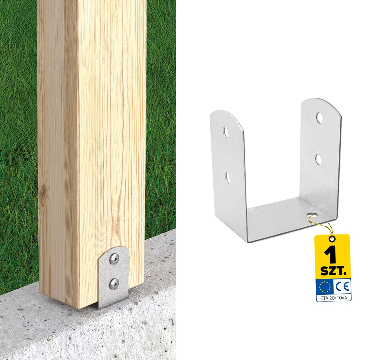 Podstawa słupa kotwa przykręcana do betonu typ U lekka - PSOL | 100 mm | Srebrny Podstawa słupa kotwa przykręcana do betonu typ U lekka - PSOL | 100 mm | Srebrny