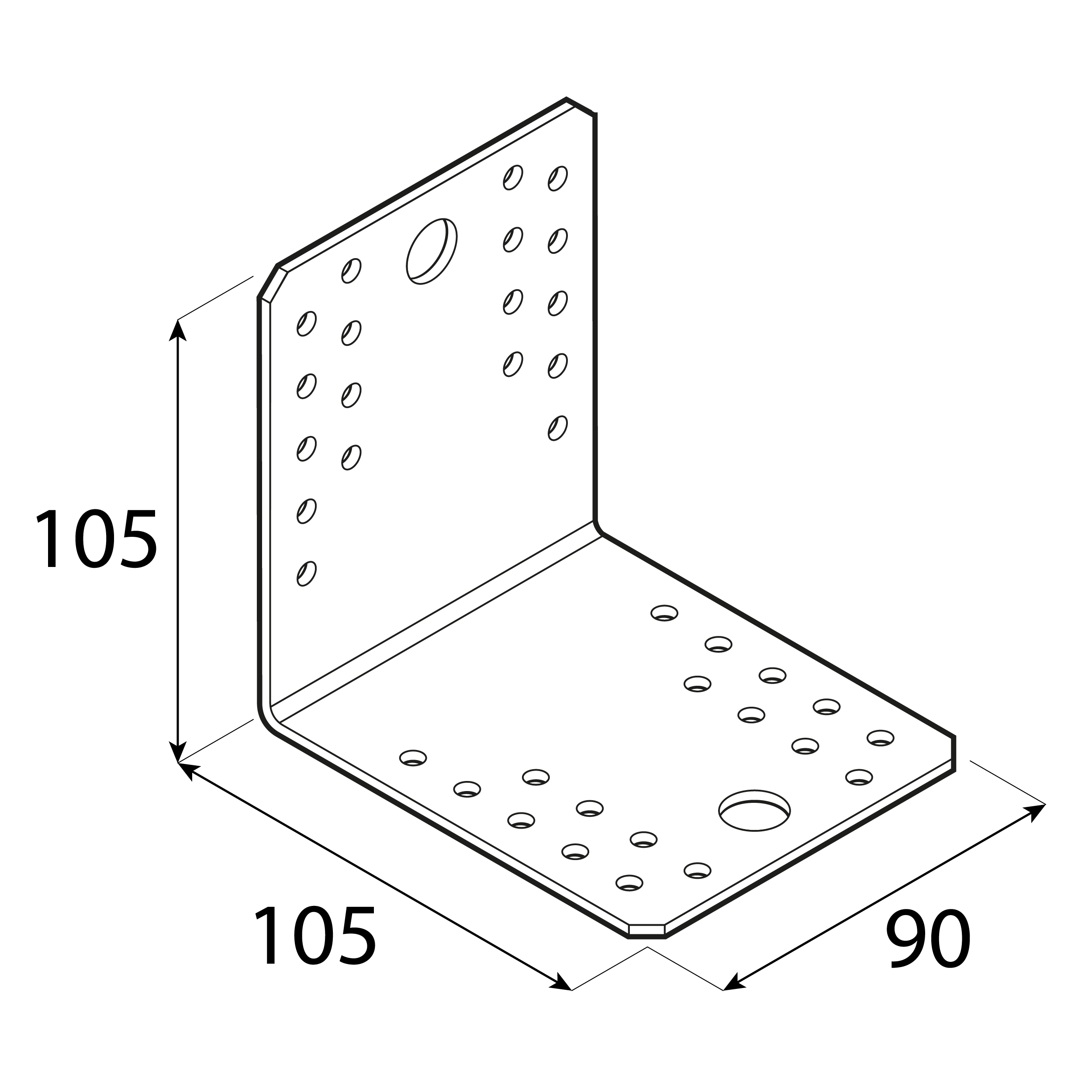 Kątownik ciesielski łącznikowy - KL 5 | 105x105x90 mm | 2,5 mm