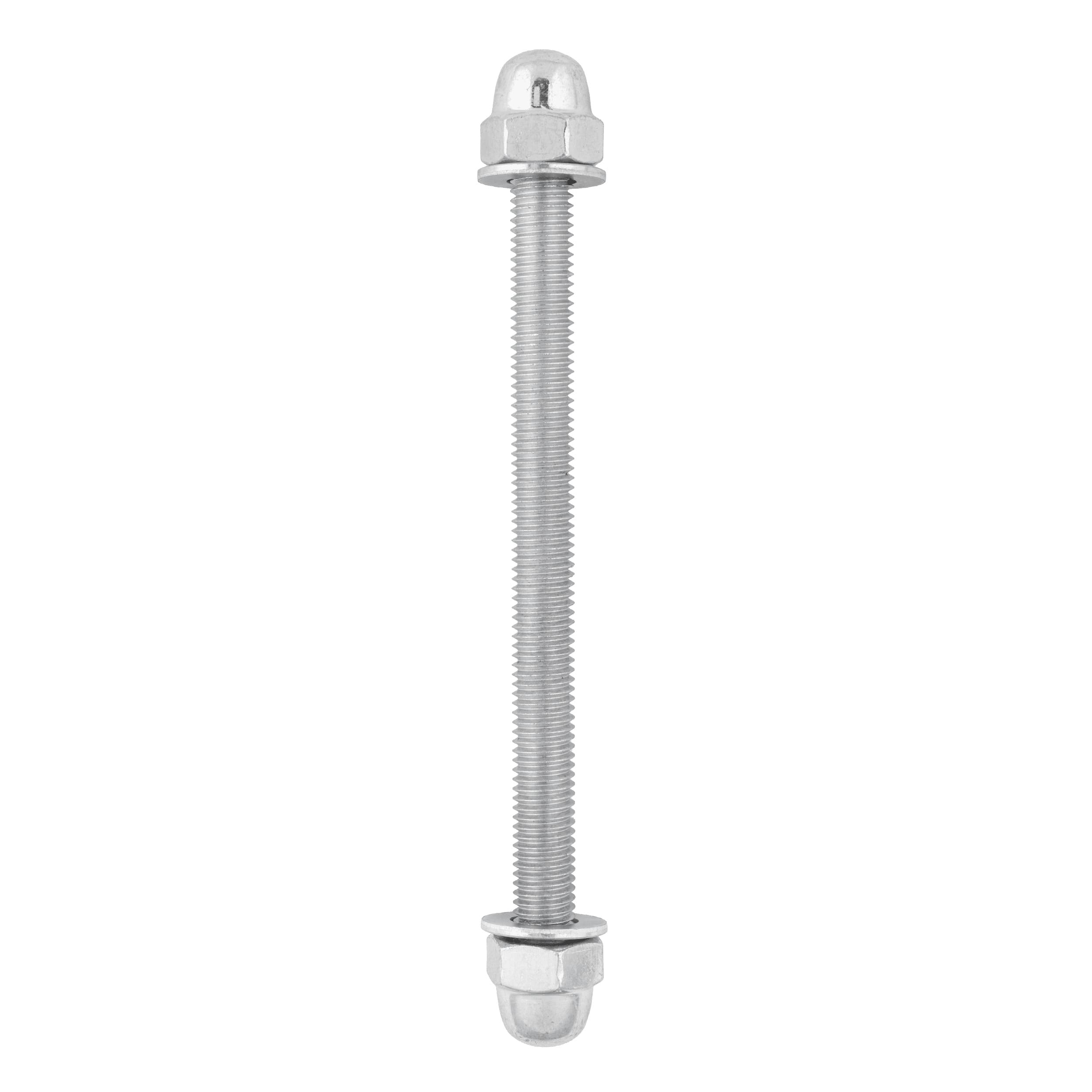 Pręt gwintowany z nakrętkami do podstaw słupa - PNP | M10 x 140 mm | Srebrny | 5 szt