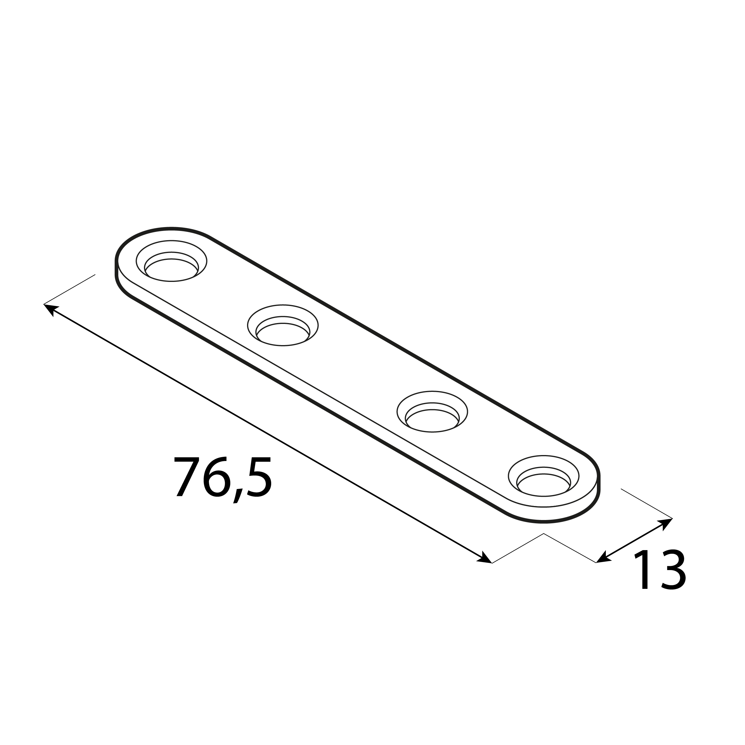 Flachverbinder rund Montageverbinder Verbindungsblech verzinkt - FLW 80 | 76,5x13 mm | 25 Stück Rundmontageverbinder FLW 80, 76, 5x13 mm, 25 Stk., DC01 Baustahl, silber, Schuss 1.