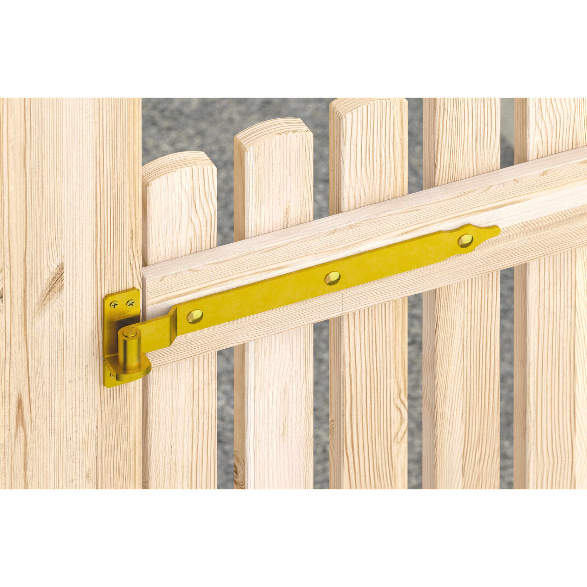 Ladenband für Tore - ZP | verzinkt | 400 mm | fi 10 mm Bandscharnier für Tore ZP 400/10, 400 mm, gold, 10 mm, 400x30x3,0 mm 3.