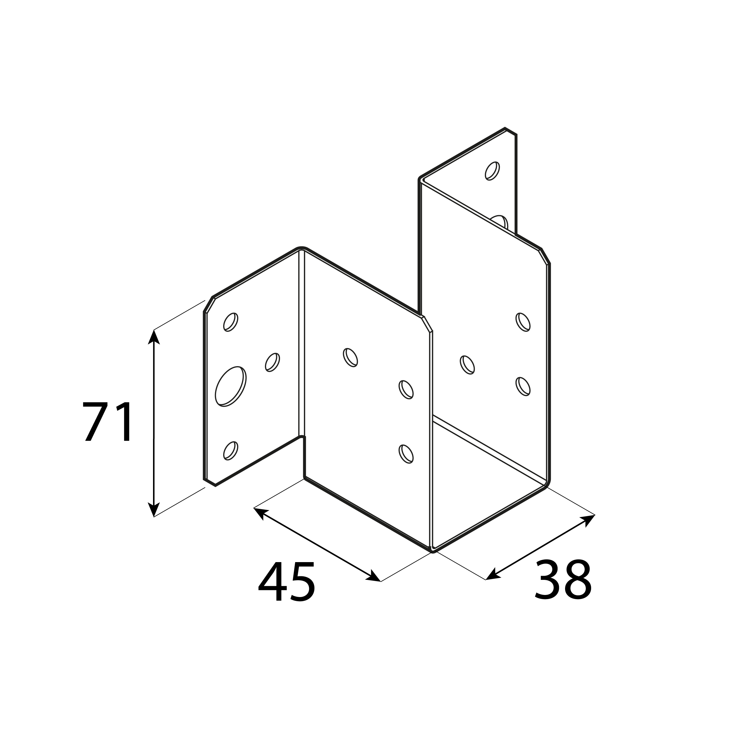 Balkenschuh leicht für Holzlatten Balkenträger Trägerschuh feuerverzinkt - WL 6 | 38x71x45 mm Lichtbalkenaufhänger WL 6, 38x71x45 mm, 38x71x45x1,0 mm, DX51D Baustahl, silber, Schuss 1.