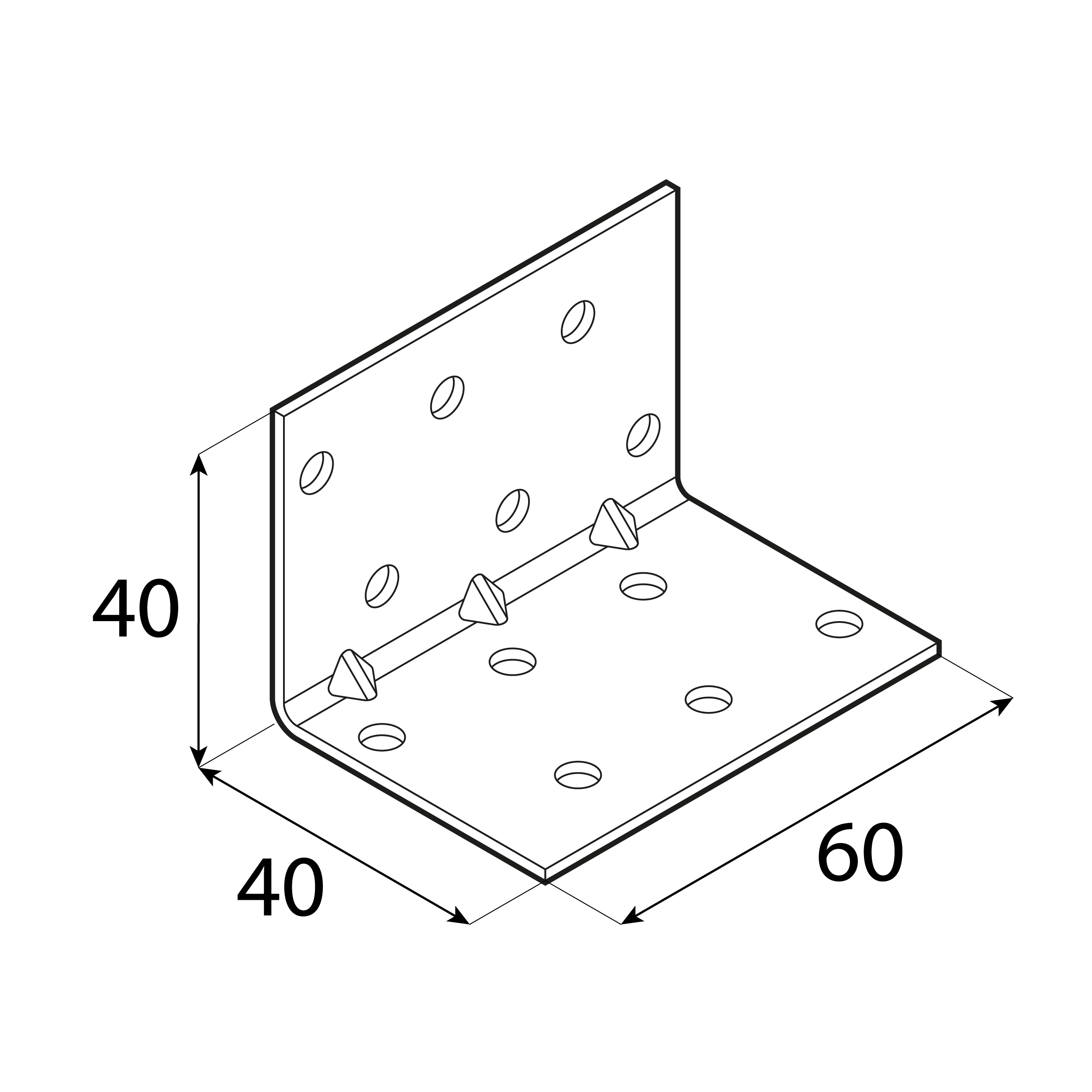 Kątownik montażowy przetłoczony - KMP 2 | 40x40x60 mm | 50 szt Kątownik montażowy przetłoczony - KMP 2 | 40x40x60 mm | 50 szt