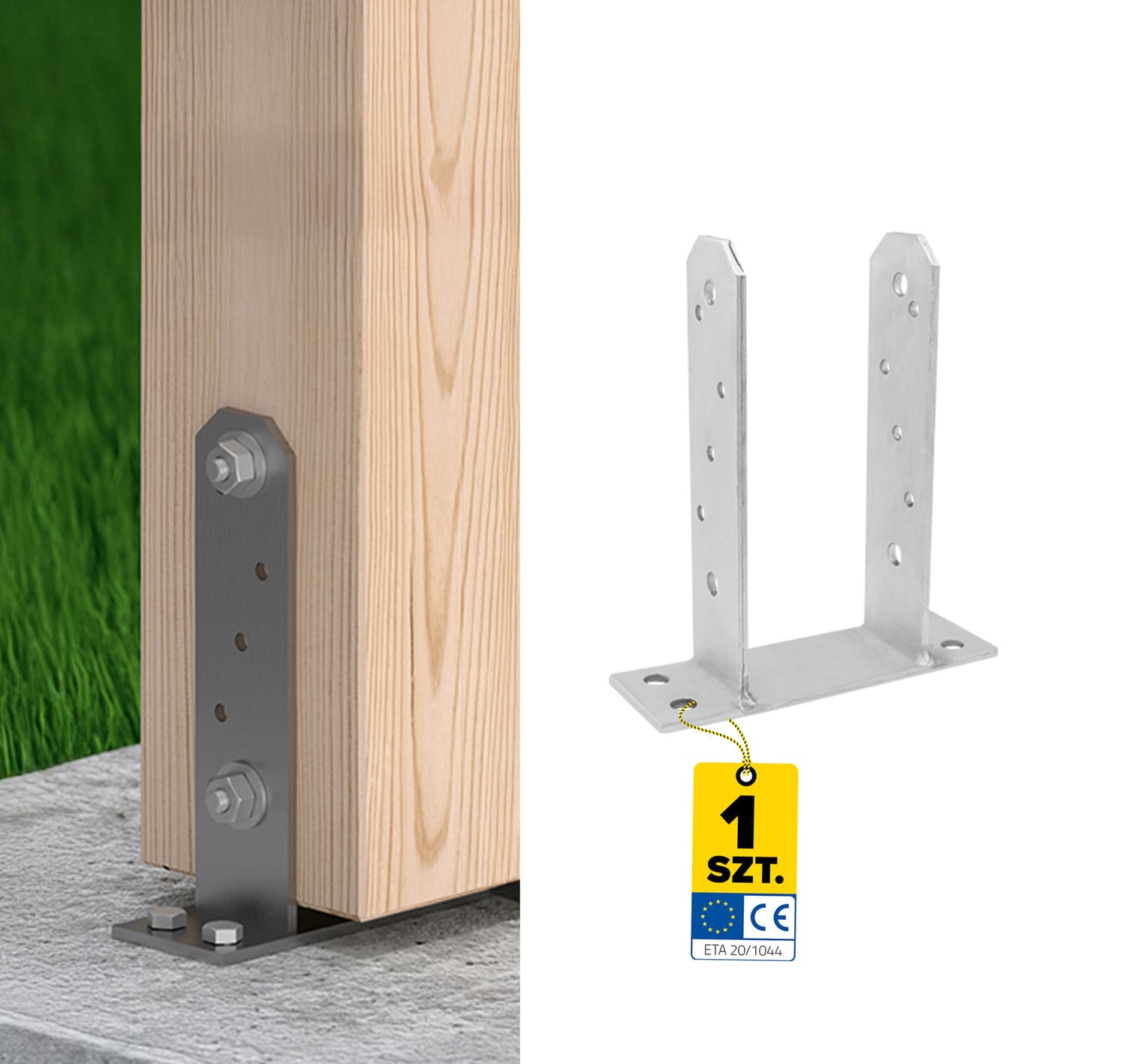 Pfostenträger zum aufdübeln U-Form Pfostenanker Typ TT - PST | 90 x 200 mm | feuerverzinkt Säulenfuß, Betonwandanker, Typ U PST, 90x200 mm.