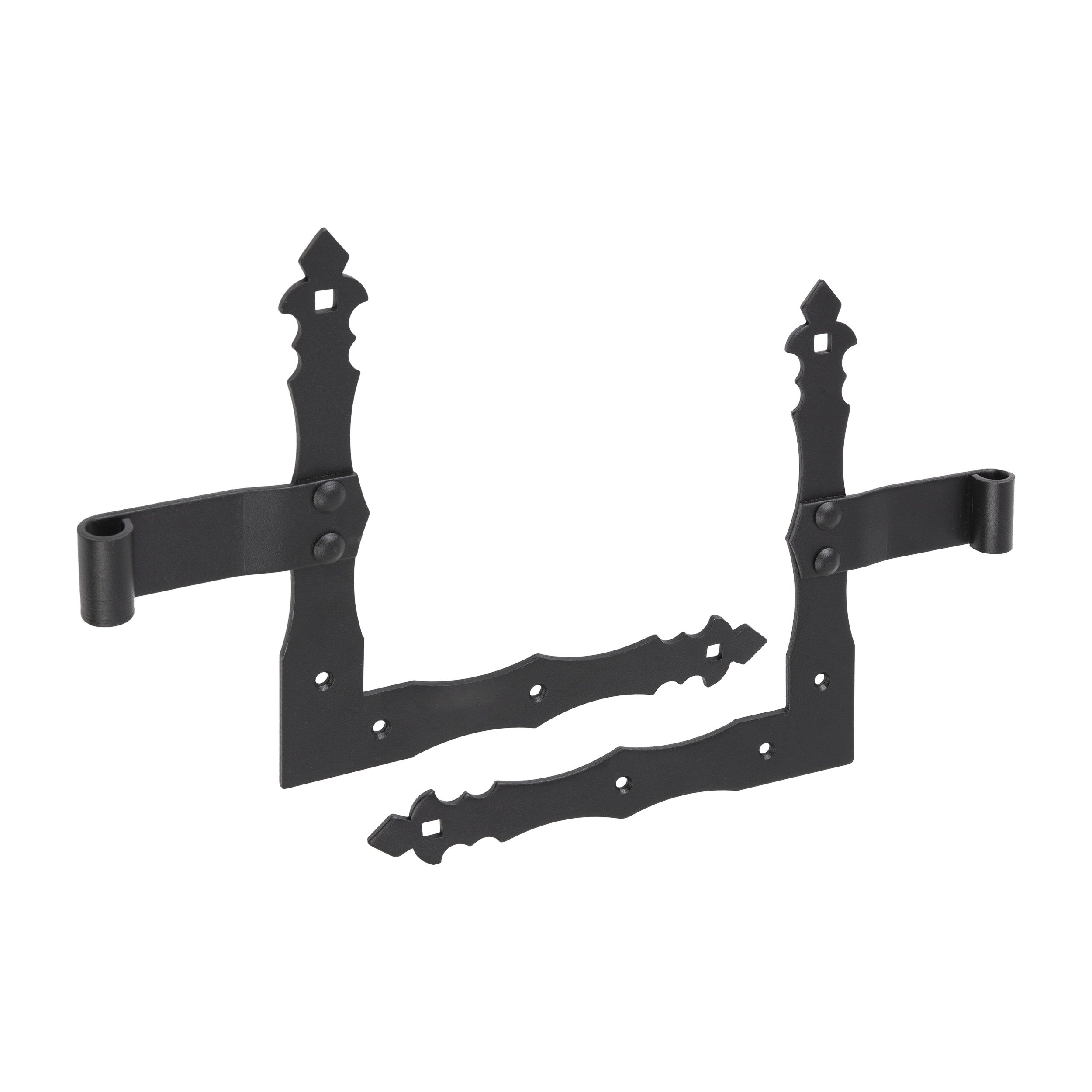 2er-Set Zierwinkelband für Fensterläden - ZNO | schwarz | 200x250 mm | fi 10 mm Set mit 2x dekorativen Eckscharnieren für ZNO 250/10 L+R-Fensterläden, 200 mm, schwarz, 10 mm, Aufnahme 2.
